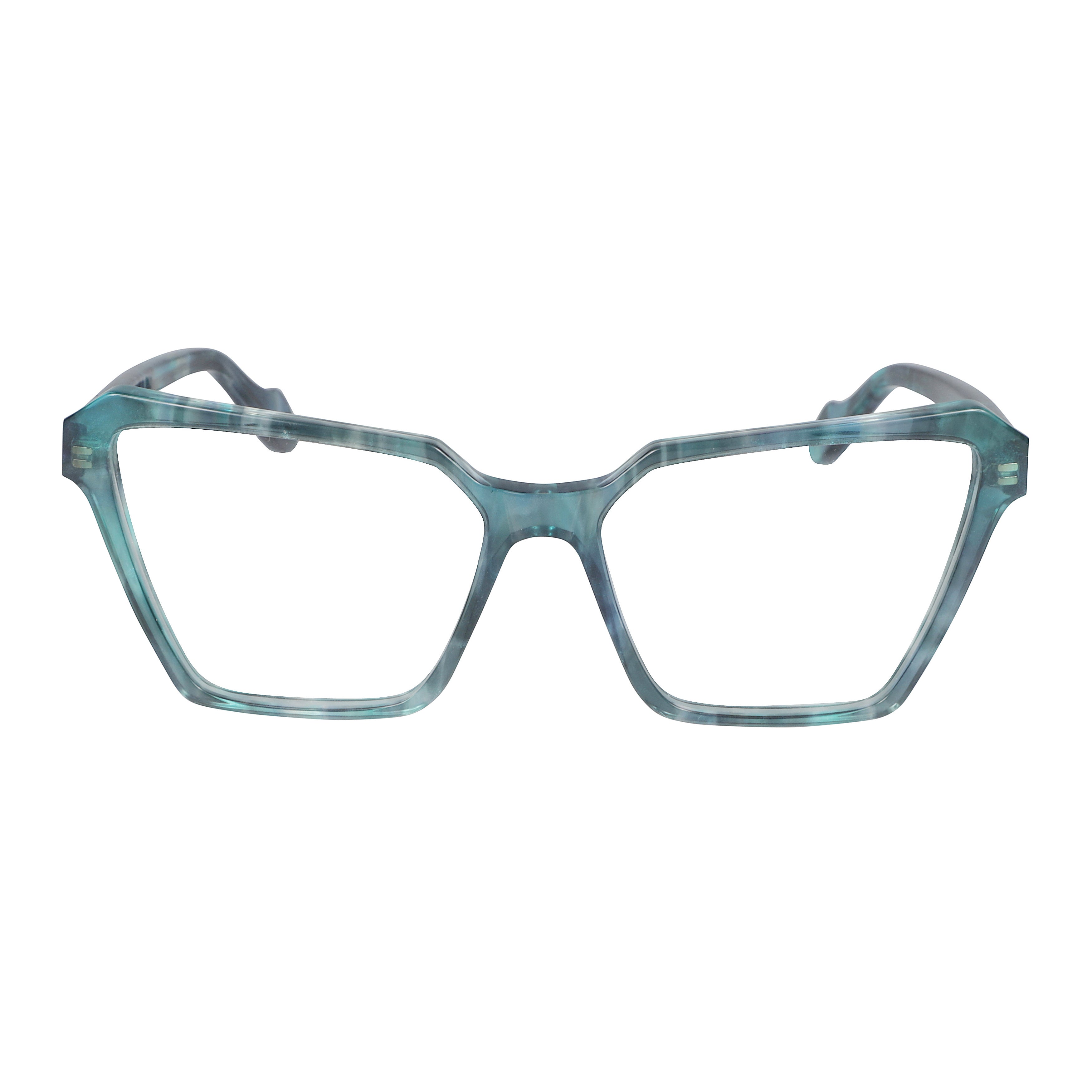 Vanessa Light Oversized Square Frame Eyeglasses with Marbled Teal
