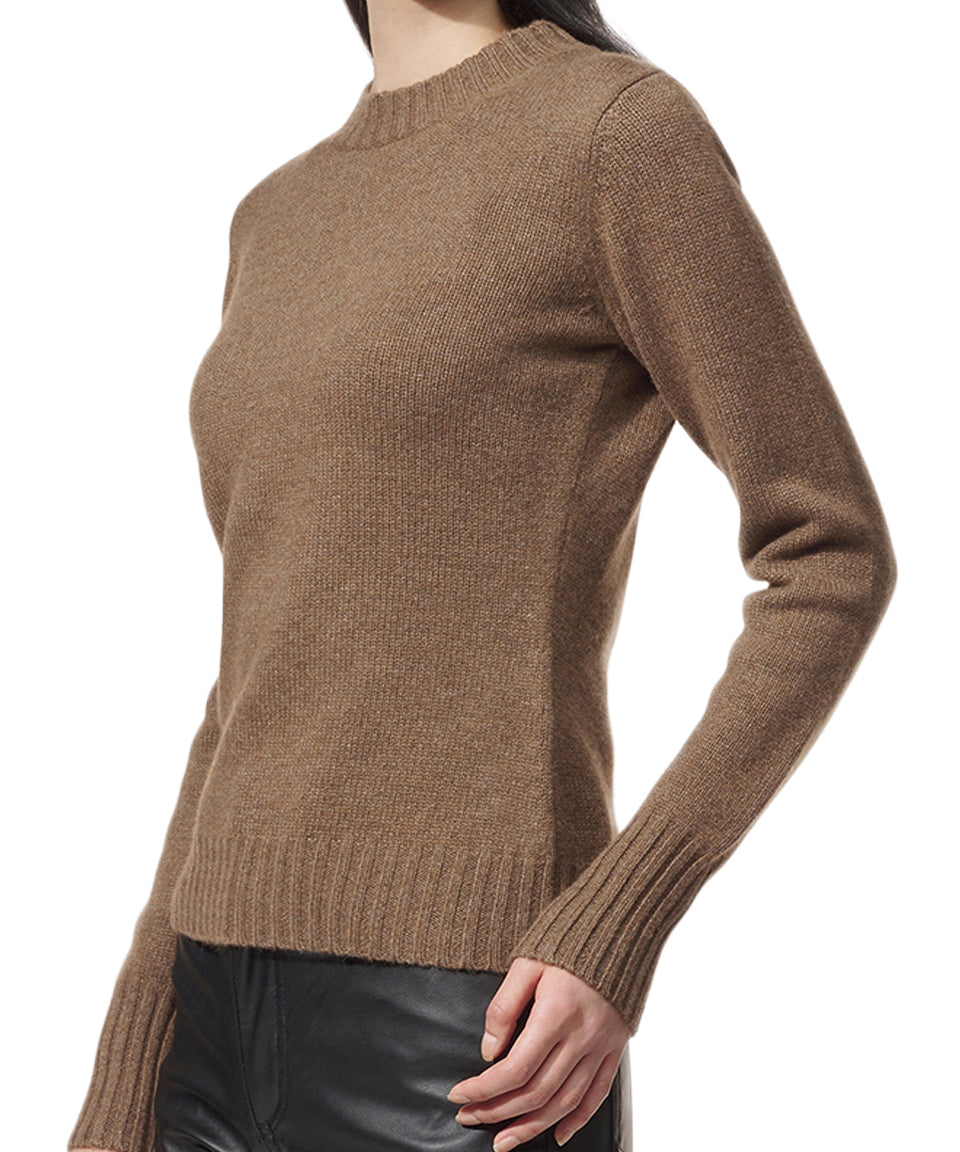 Relaxed Cashmere Knit Sweater with Ribbed Trim