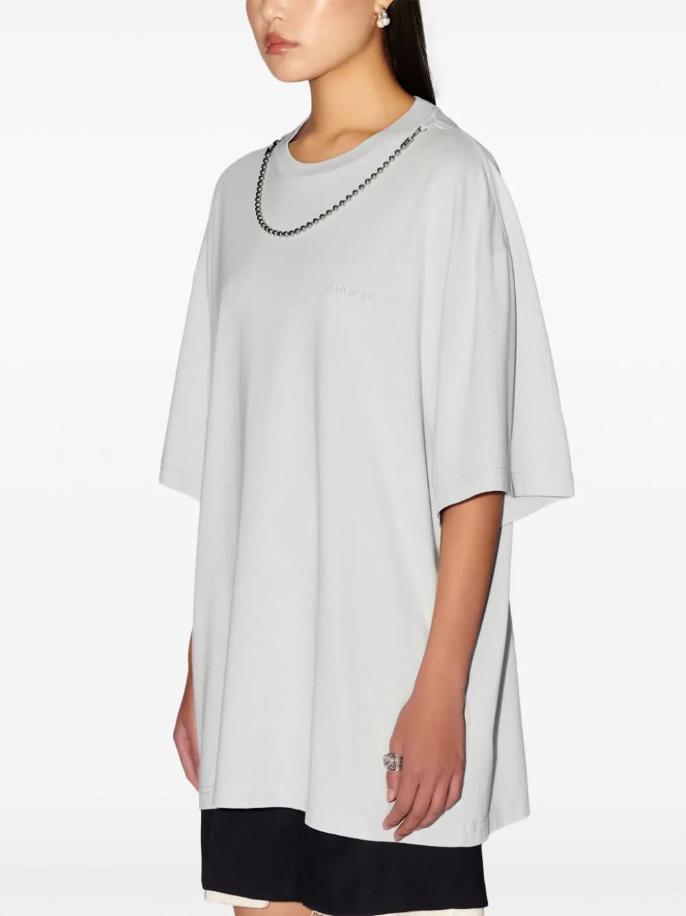 Blue Ballchain Detail Organic Cotton T-Shirt