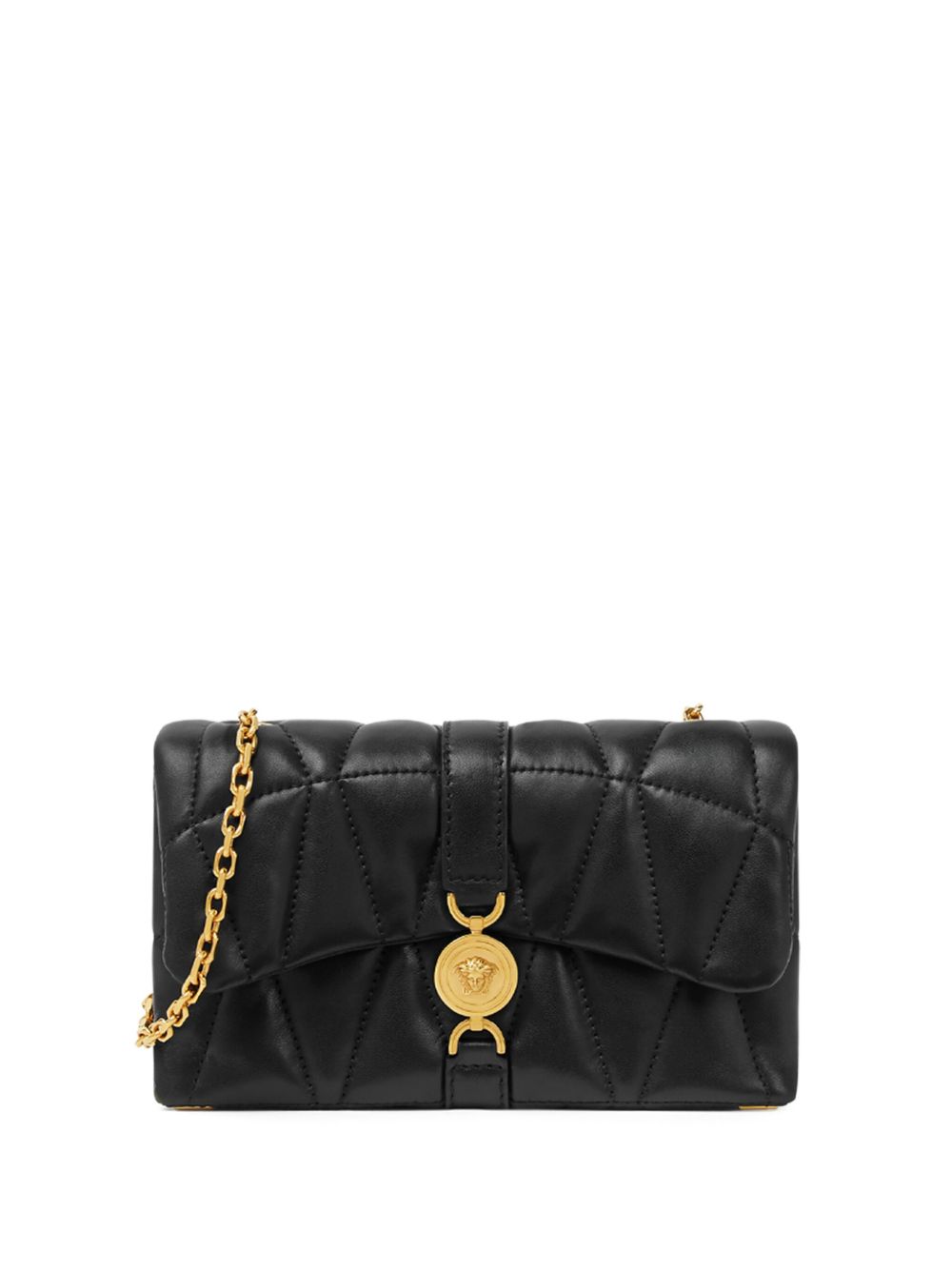 Quilted Black Lambskin Foldover Bag
