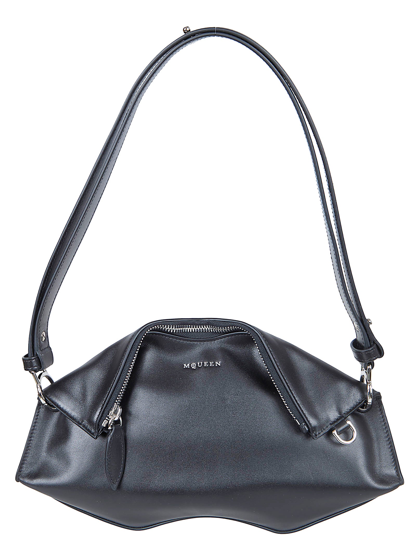 Sculptural Black Calfskin Leather Clutch Bag