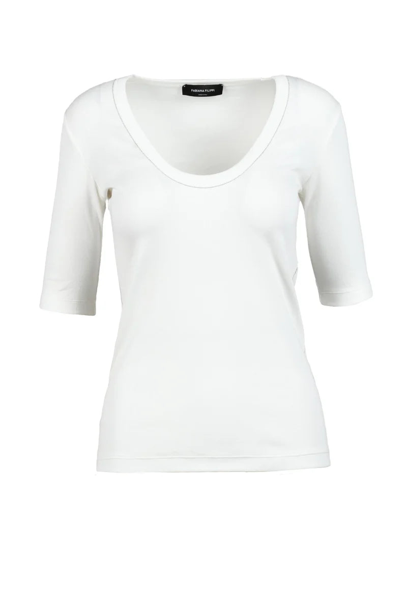 Fitted Short-Sleeve T-shirt with Scoop Neckline