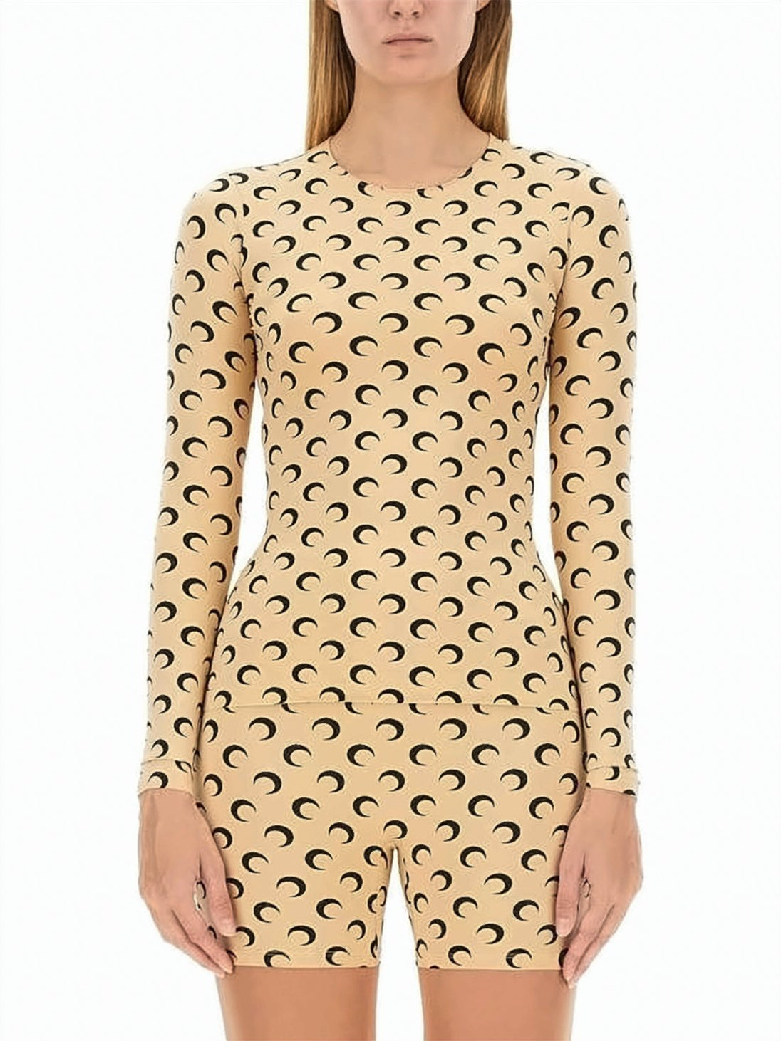 Crescent Moon Print Long-Sleeve Top