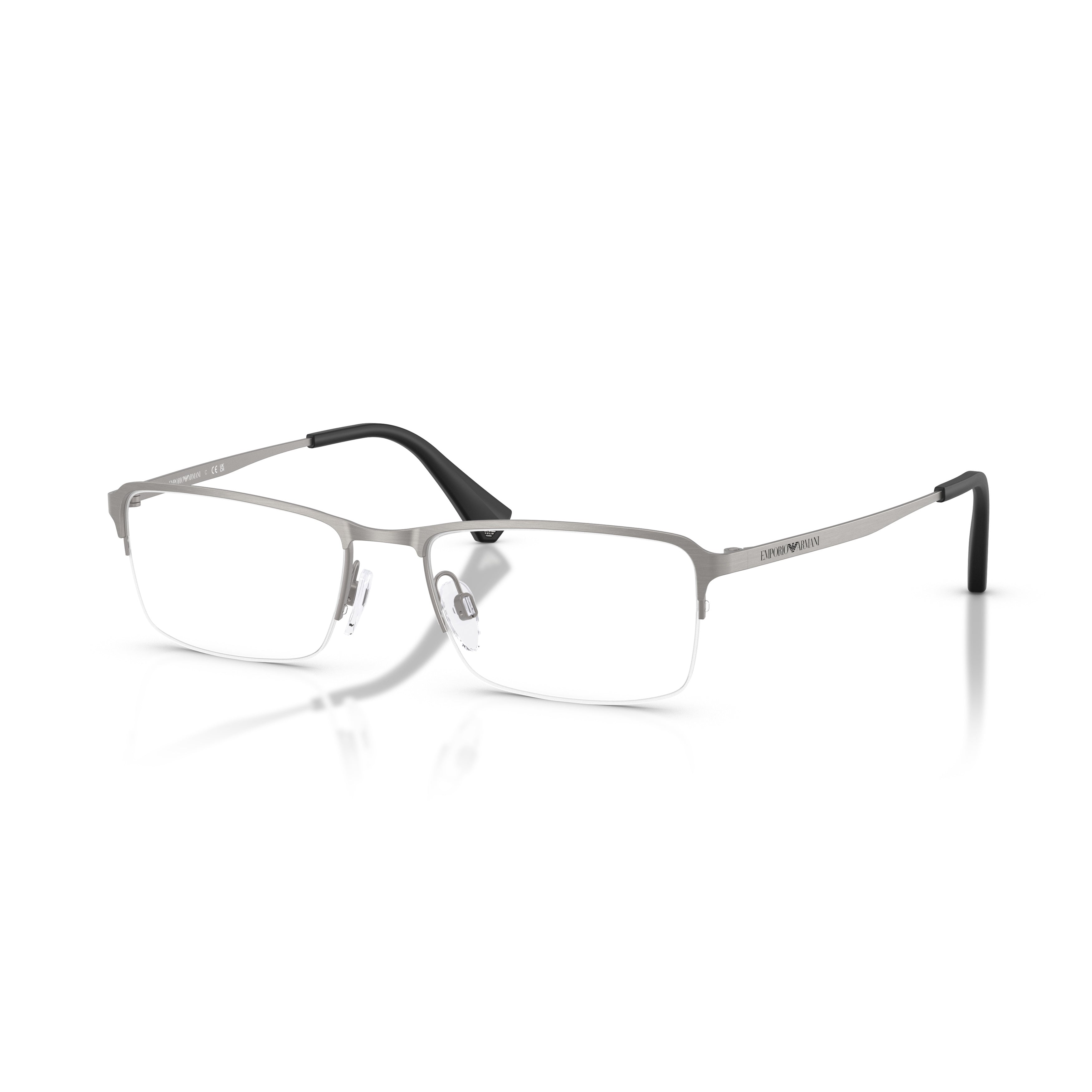 0ea1044td Rectangular Half-Rim Eyeglasses in Matte Silver Titanium