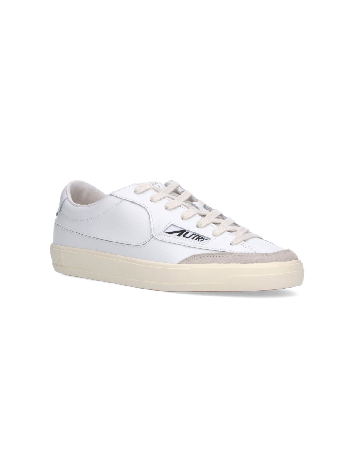 Low-top White Leather Sneakers with Subtle Suede Accents