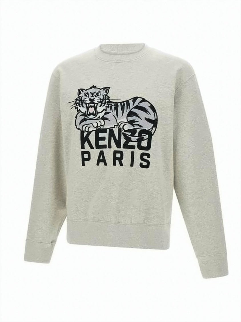 Relaxed Fit Long-Sleeve Sweatshirt with Bold Tiger Graphic
