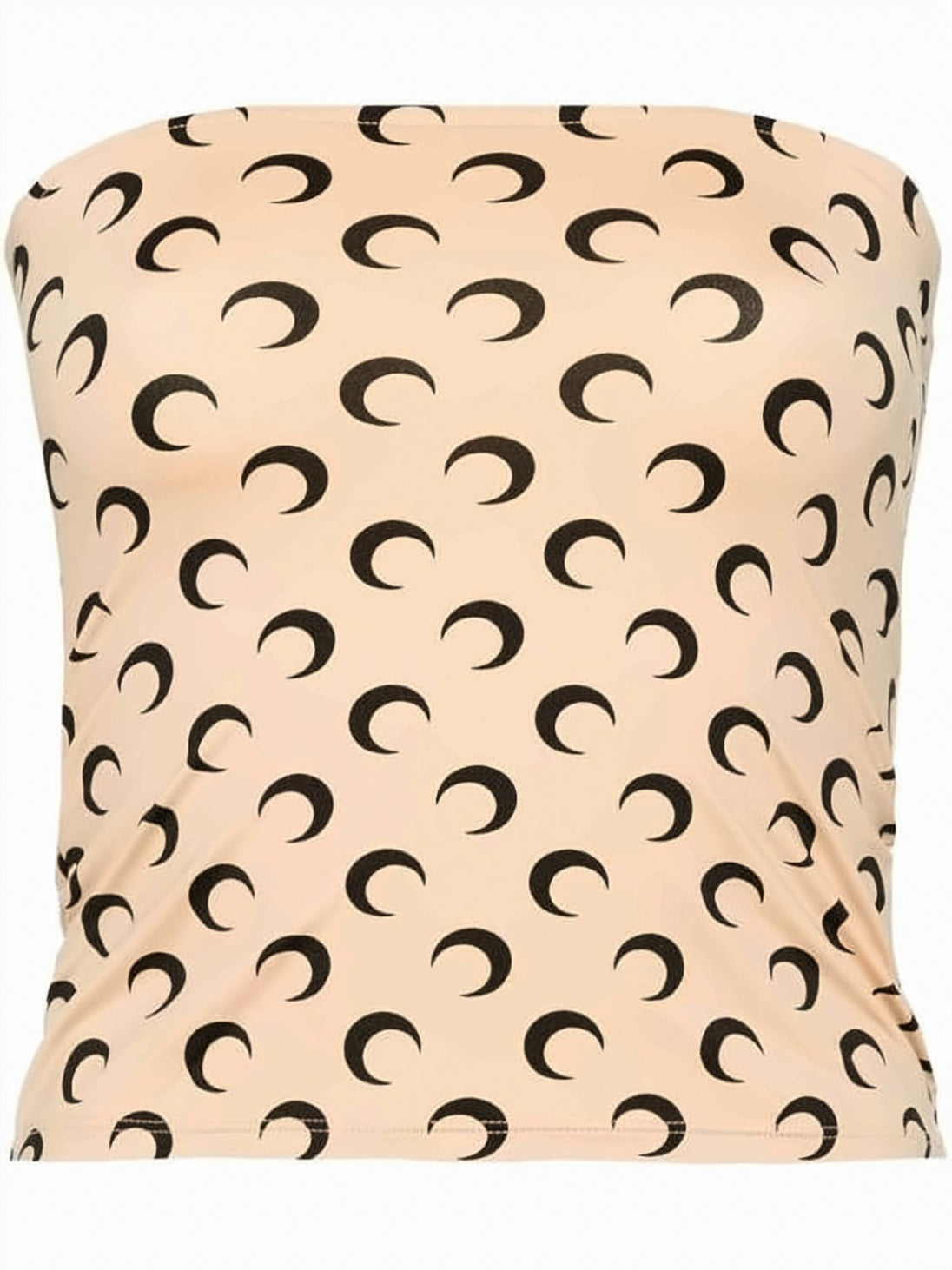 Crescent Moon Patterned Strapless Fitted Top