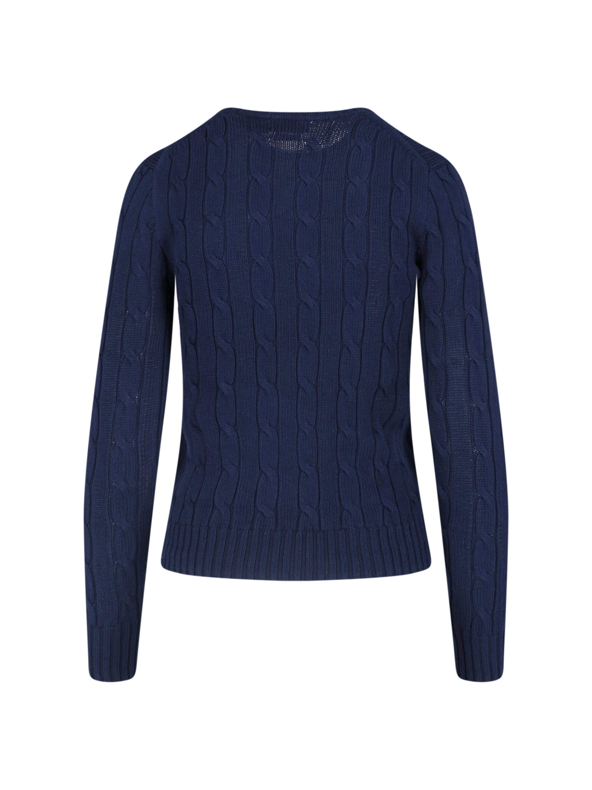 Green Cable Knit Logo Fitted Sweater