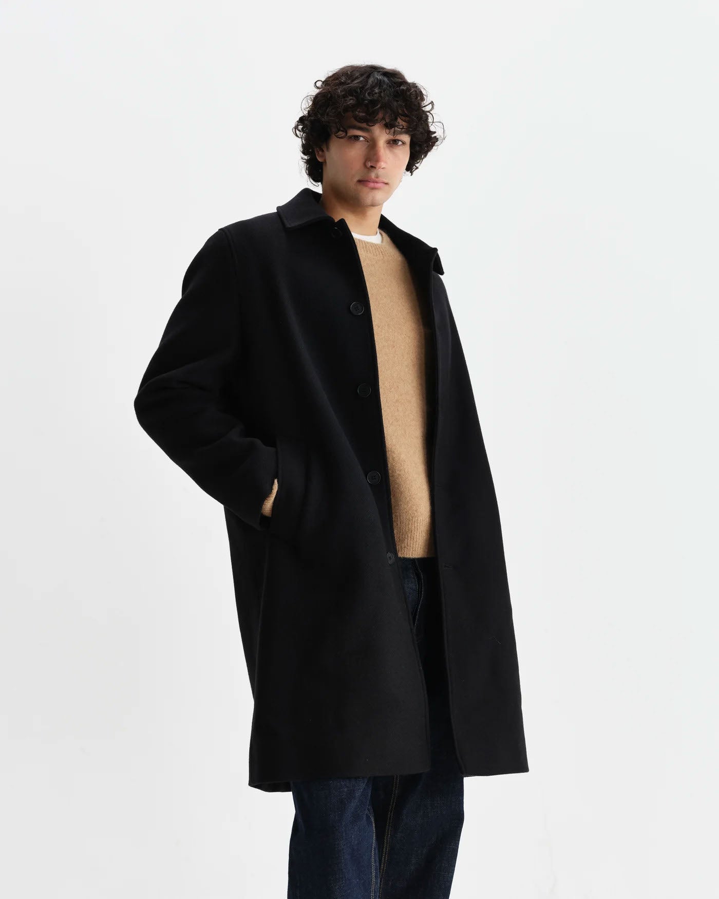 Wool Twill Stan Coat with Minimalist Design