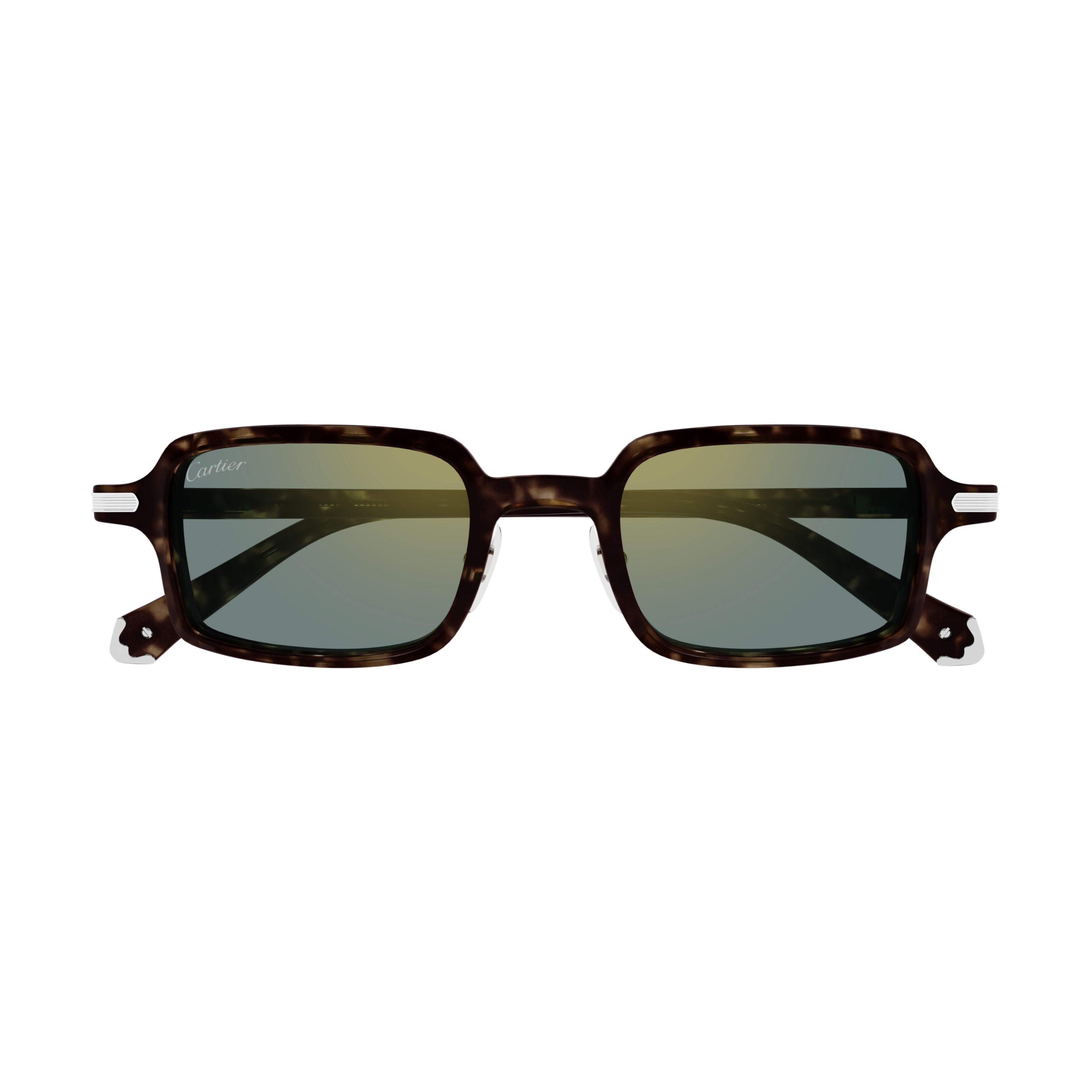 Rectangular Tortoiseshell Sunglasses With Silver-Tone Accents