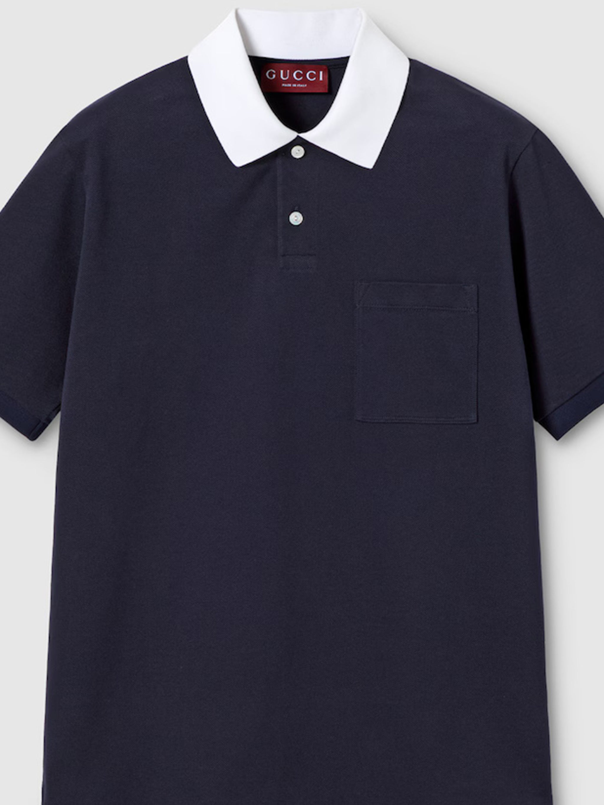 Blue Short-Sleeve Contrast Collar Polo