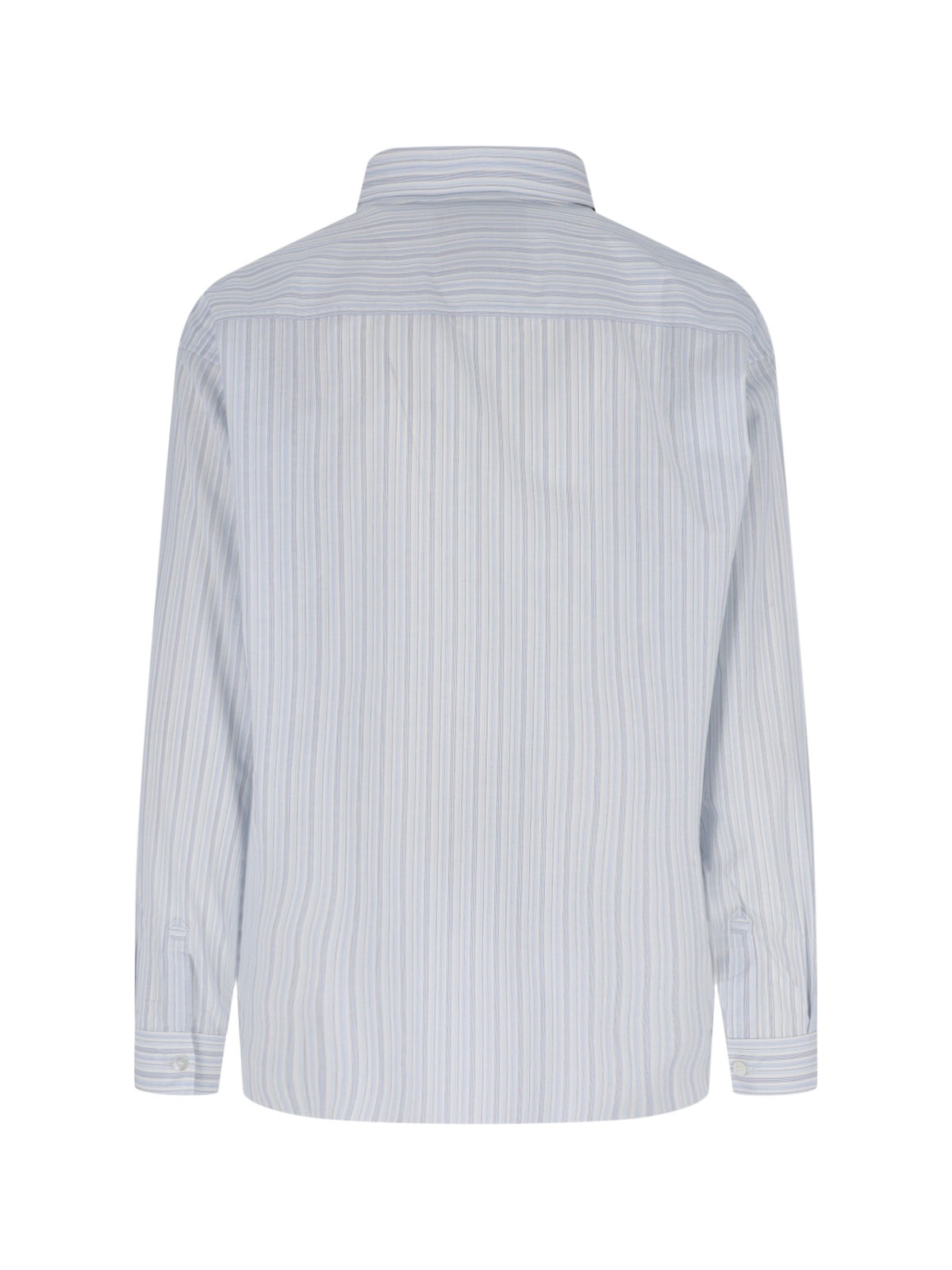 Light Blue Striped Cotton Silk Shirt