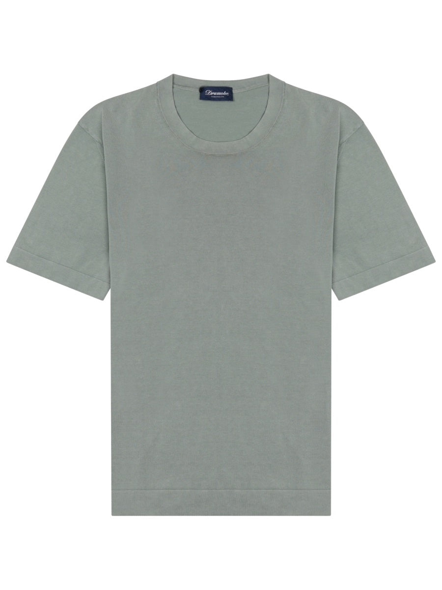 Relaxed-Fit Cotton T-Shirt In Muted Green Shade
