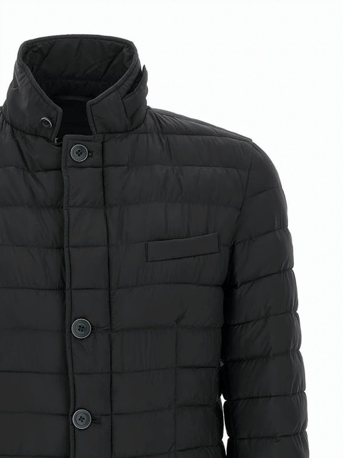 Quilted Padded Jacket With Stand-Up Collar And Flap Pockets
