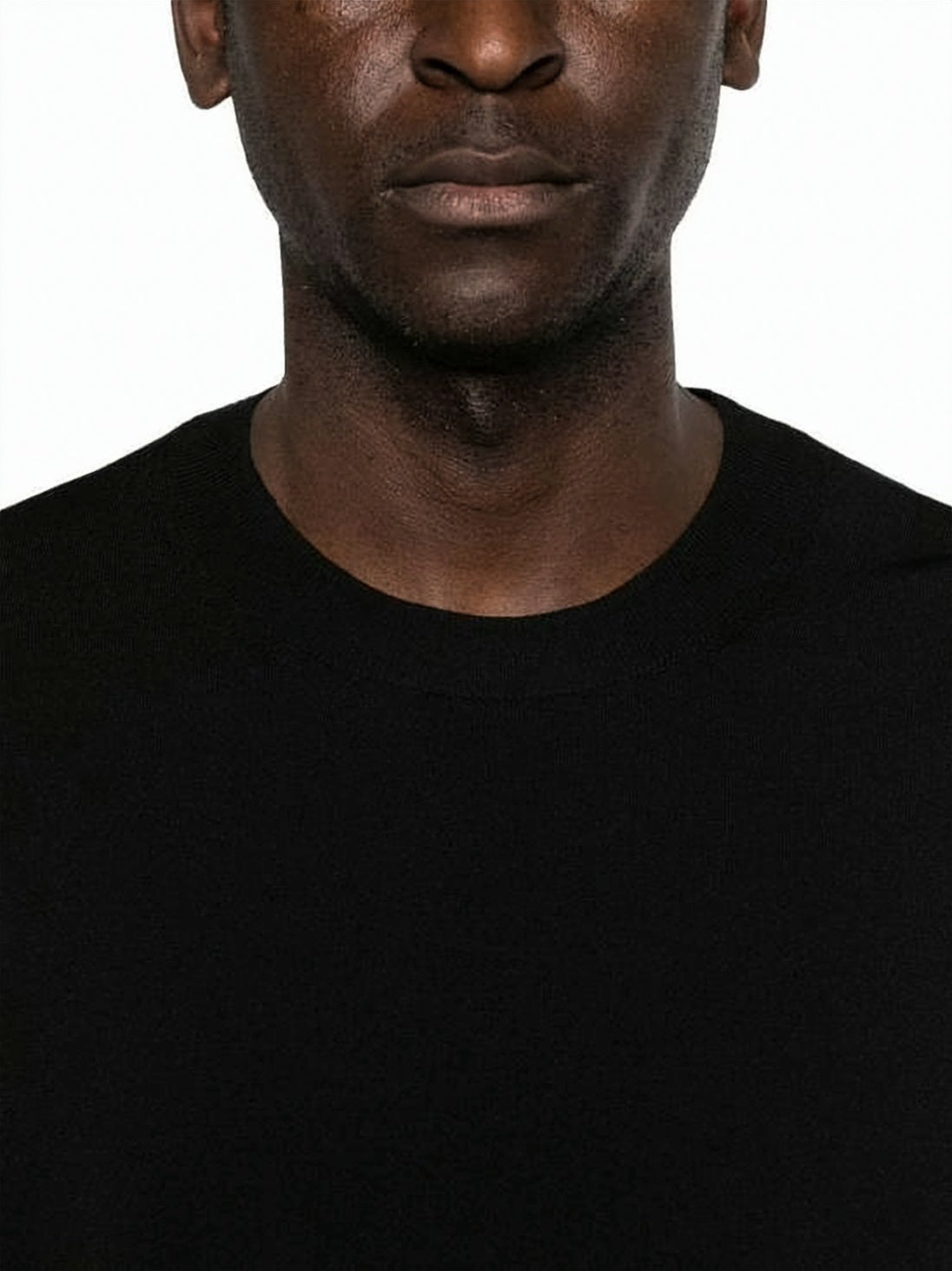 Black Fitted Viscose Rayon Crewneck Sweater