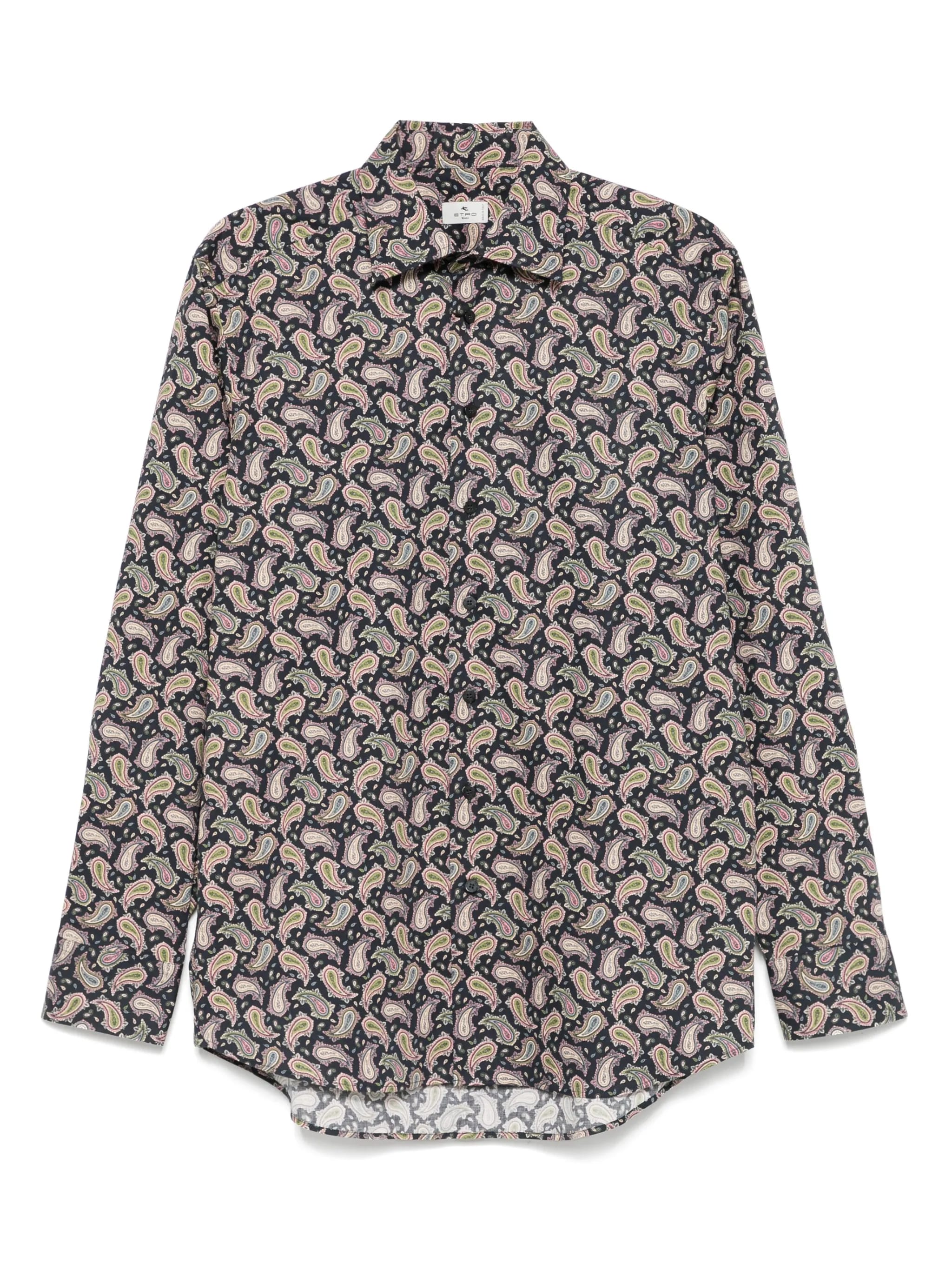 Roma Tailored Black Paisley Cotton Shirt