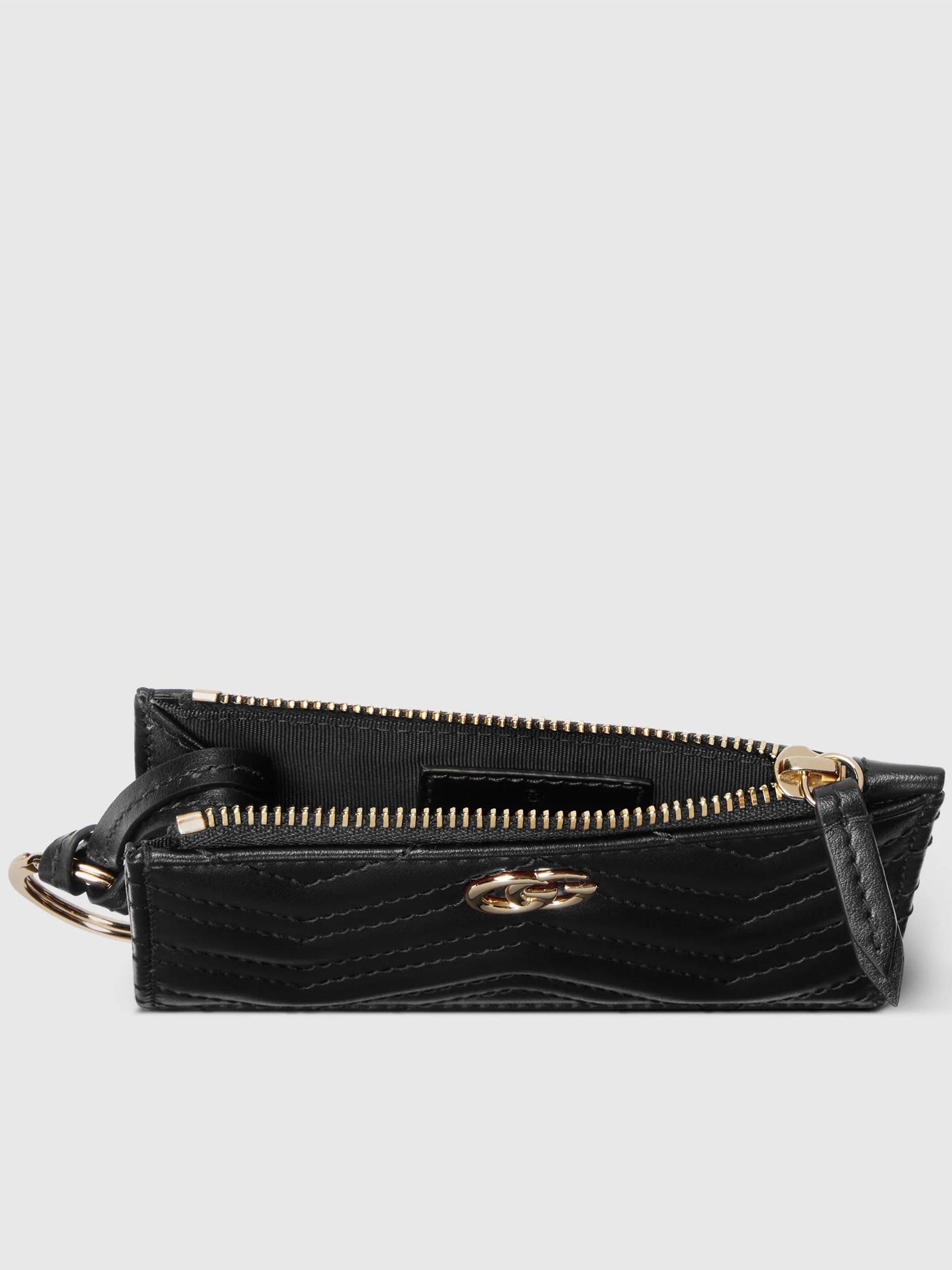 Black Chevron Quilted Leather Key Pouch