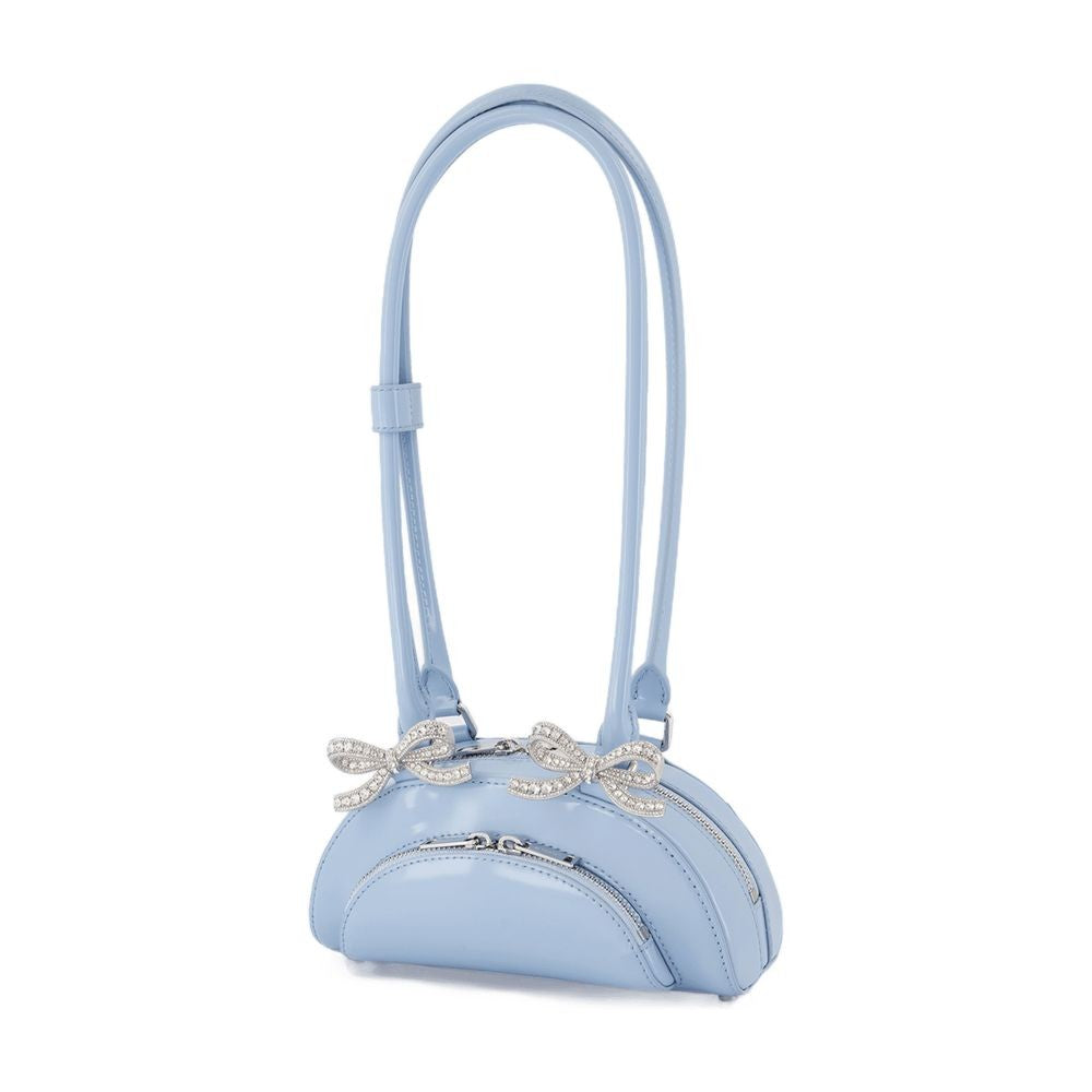 Curved Mini Shoulder Bag - Leather - Blue