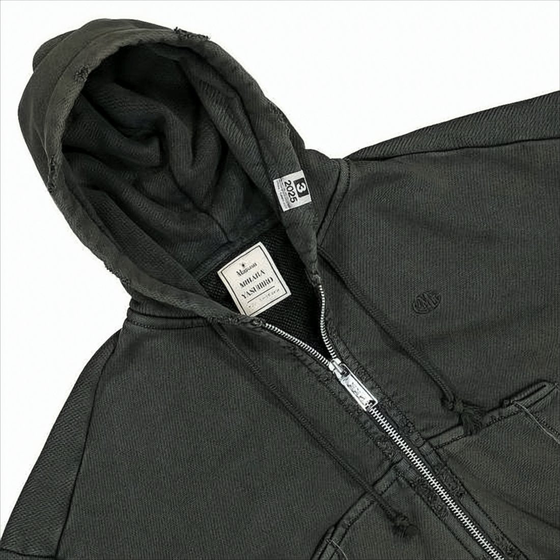 Distressed Oversized Zip-Up Hoodie with Frayed Edges
