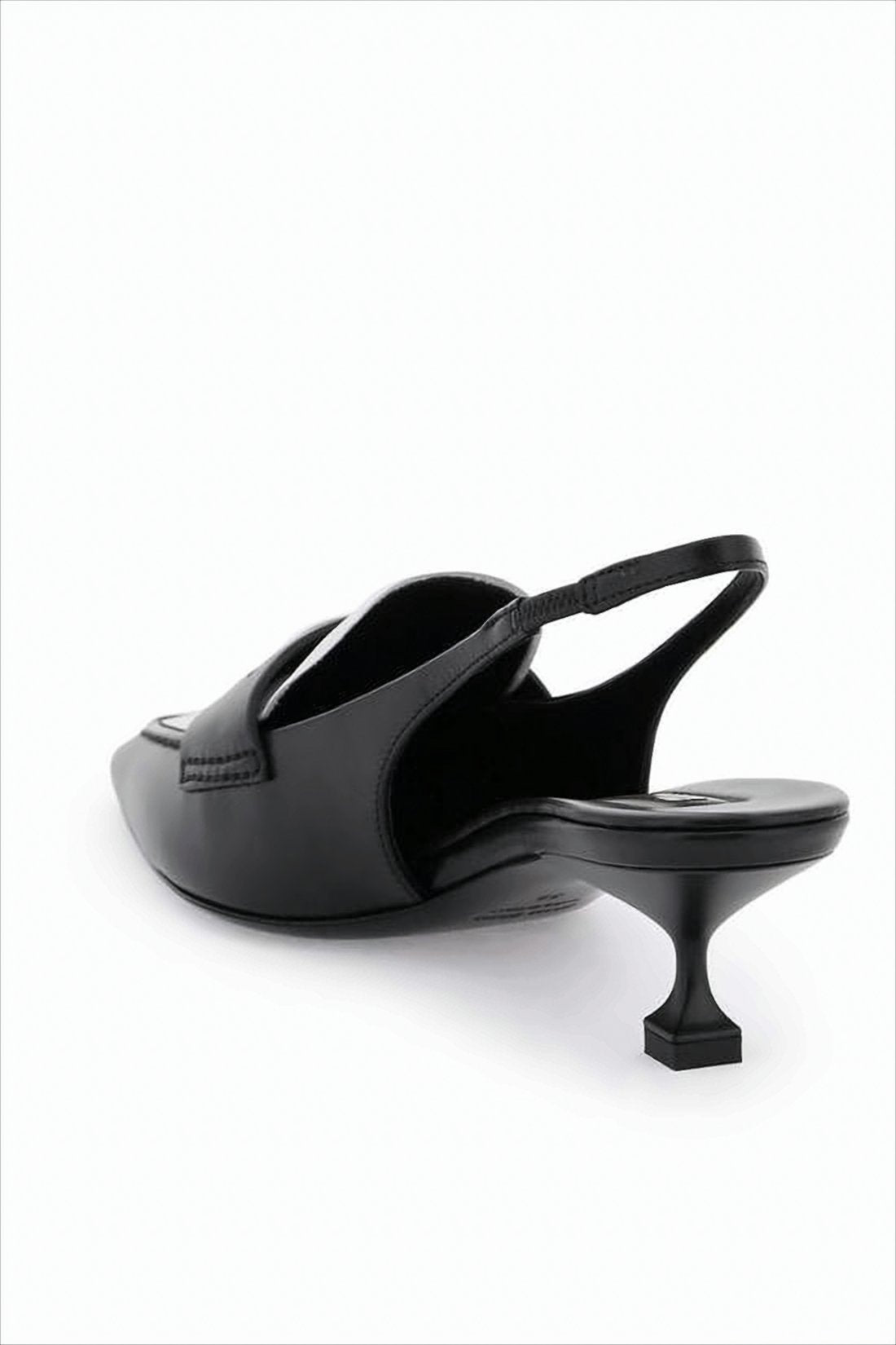 Pointed-Toe Slingback Pumps with Low Sculpted Heel