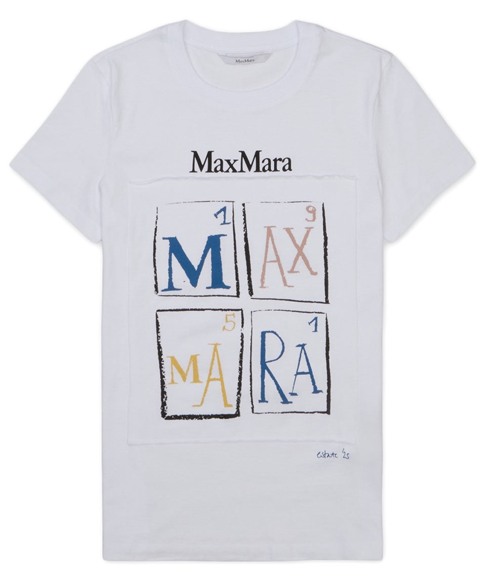 Graphic Print White Cotton T-Shirt with Relaxed Fit