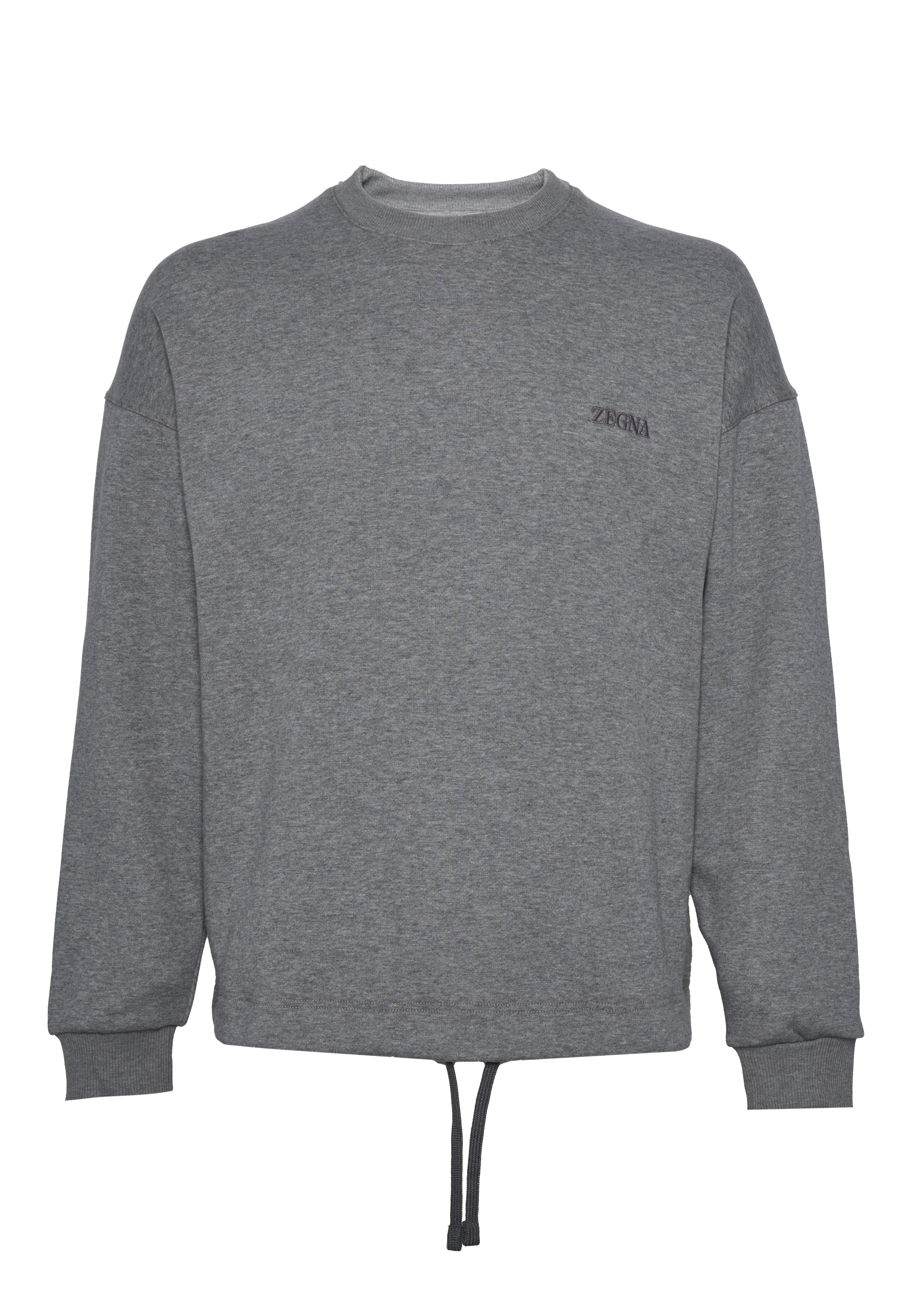 Silken-Blend Grey Sweatshirt With Adjustable Hem