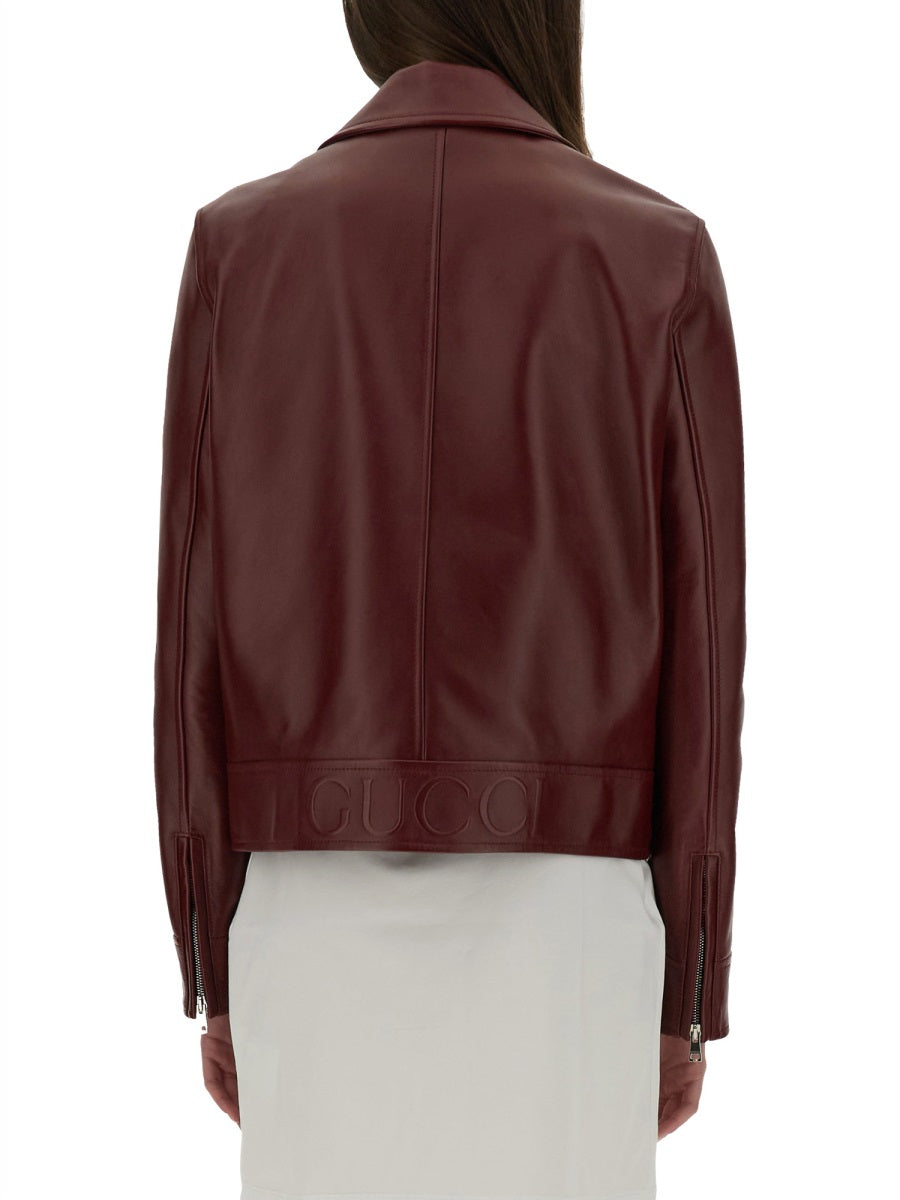 Classic Black Leather Biker Jacket with Structured Fit