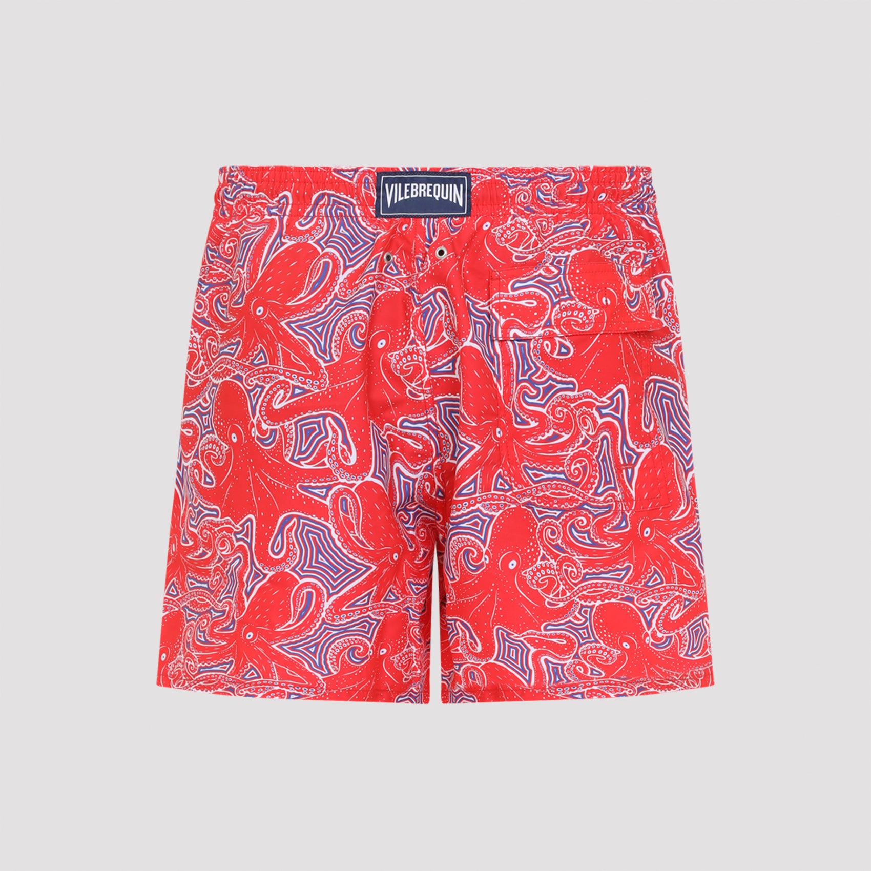 Swim Shorts with Octopus and Wave Pattern