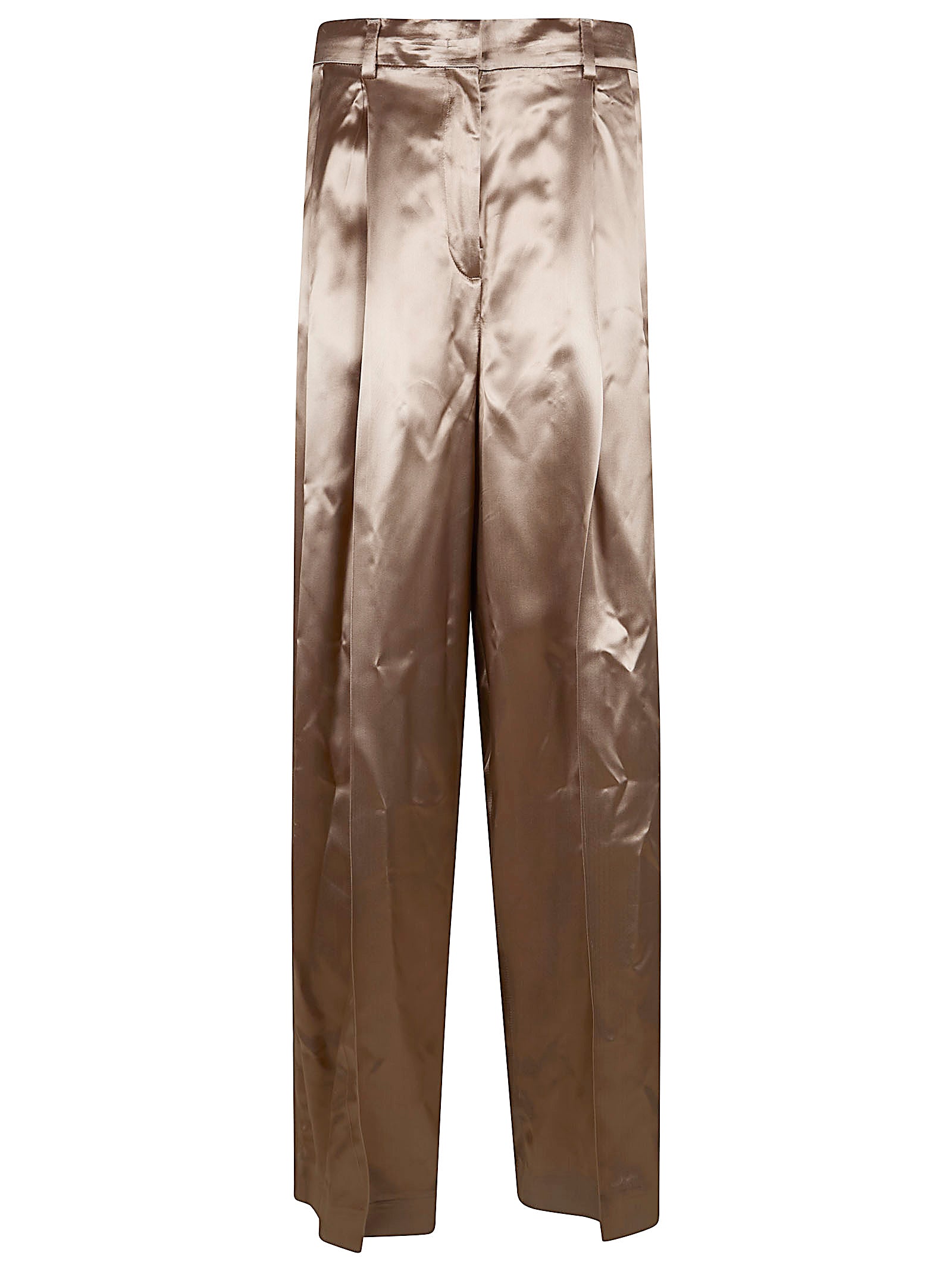 Straight-Fit Satin-Finish Trousers