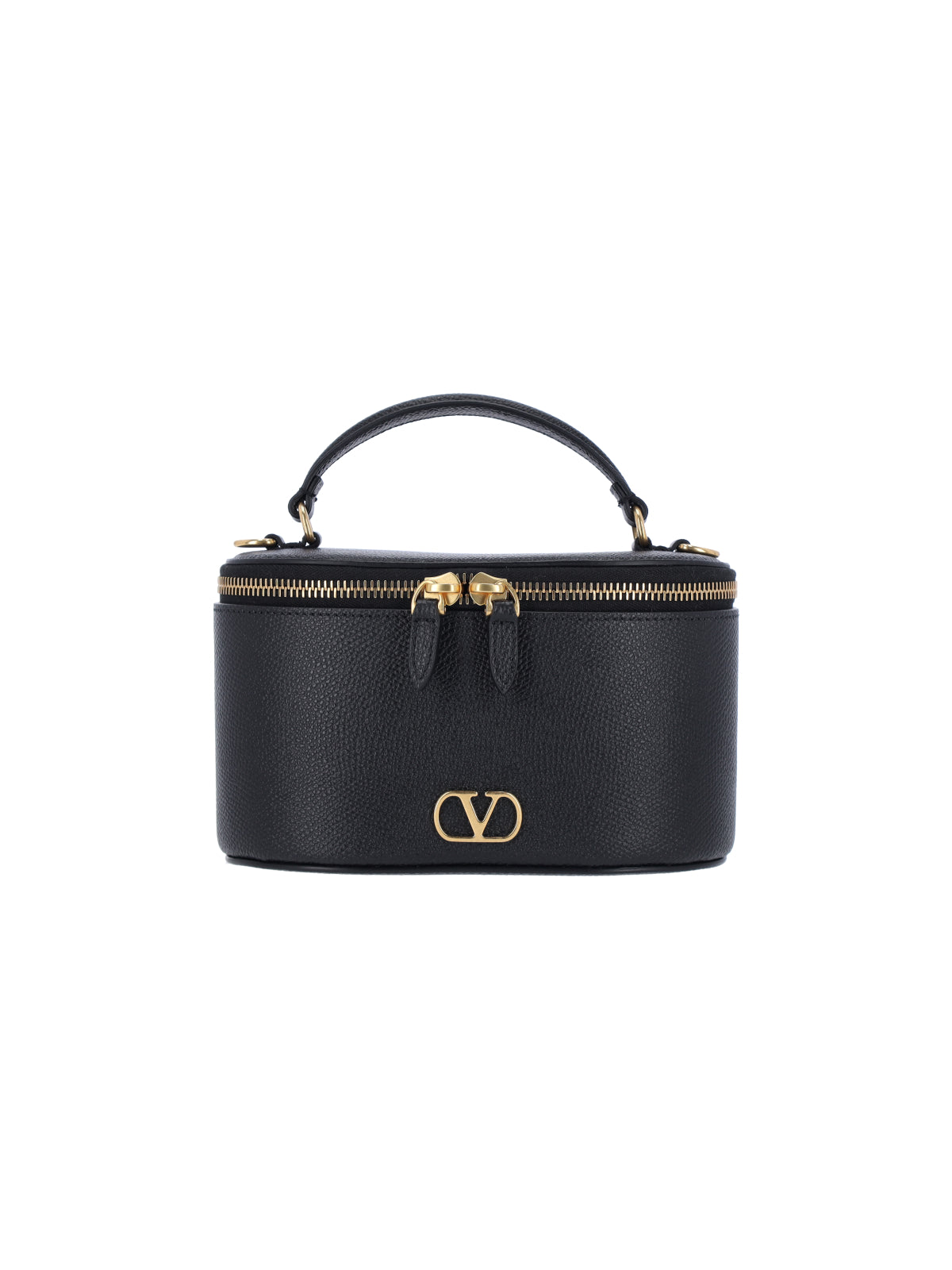 Black Calfskin "Vlogo Signature" Mini Vanity Bag