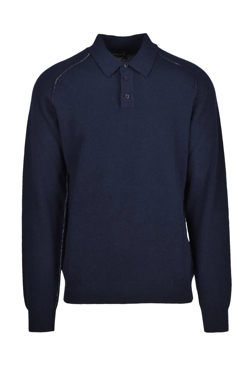 Knit Polo Wool/Cashmere - Blue