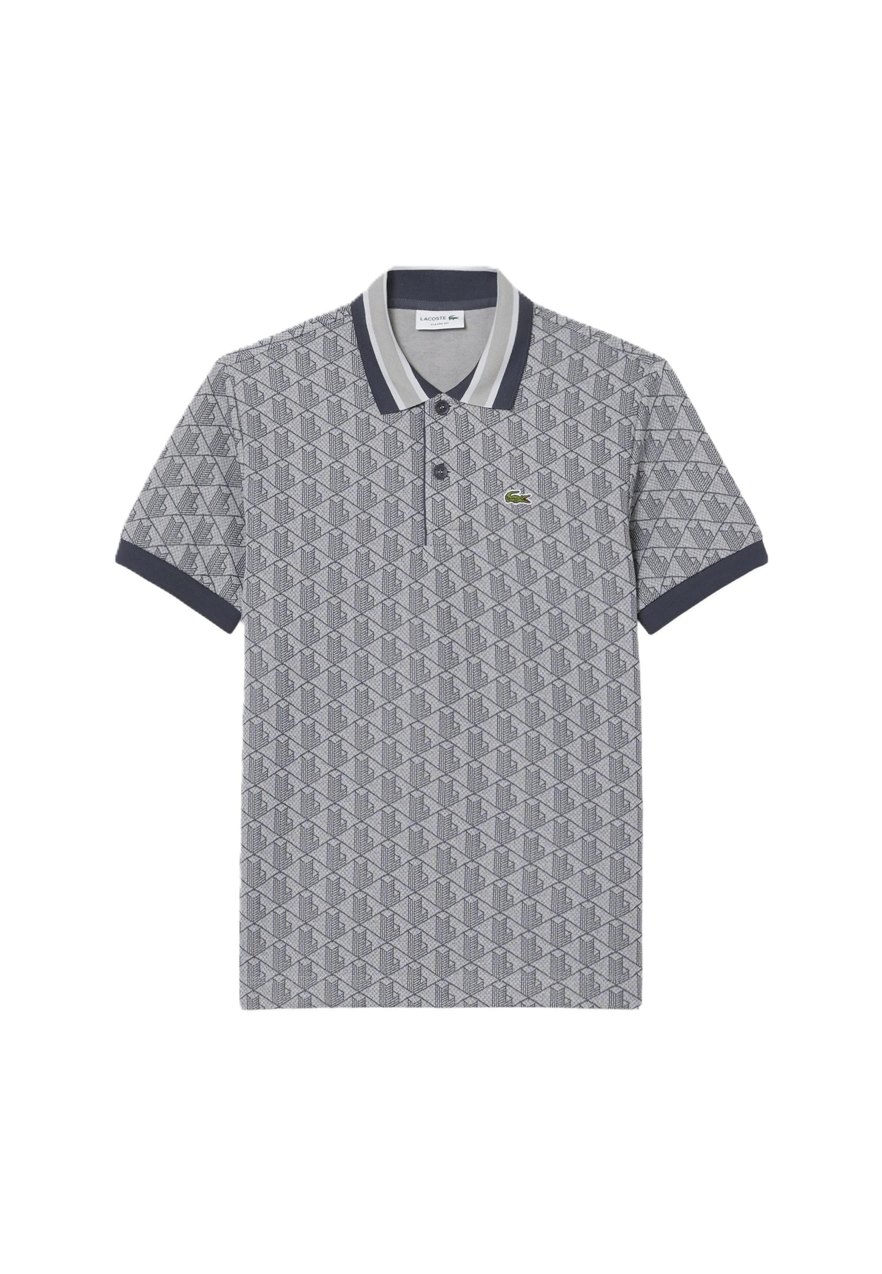 Gray Monogram Jacquard Polo Shirt