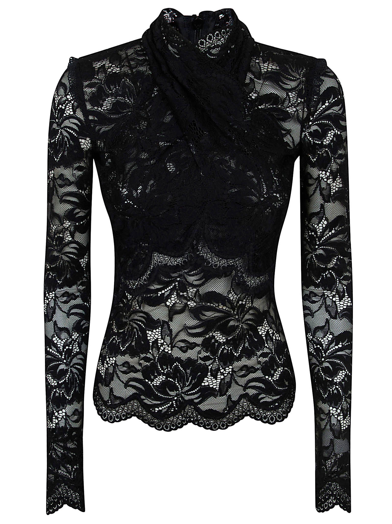 Polyamide Blend Black Knit Top