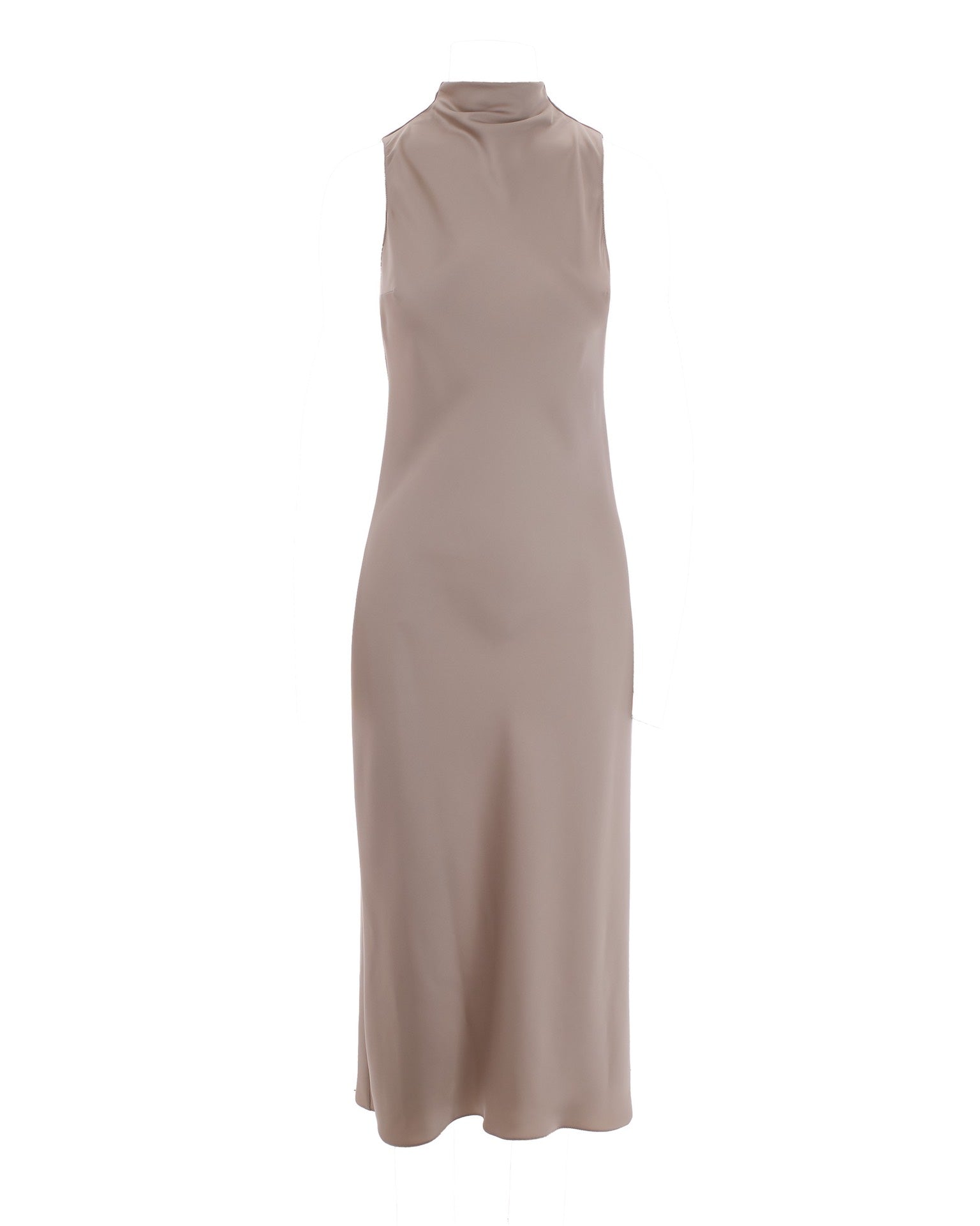 Fluid Midi Dress in Gray Satin