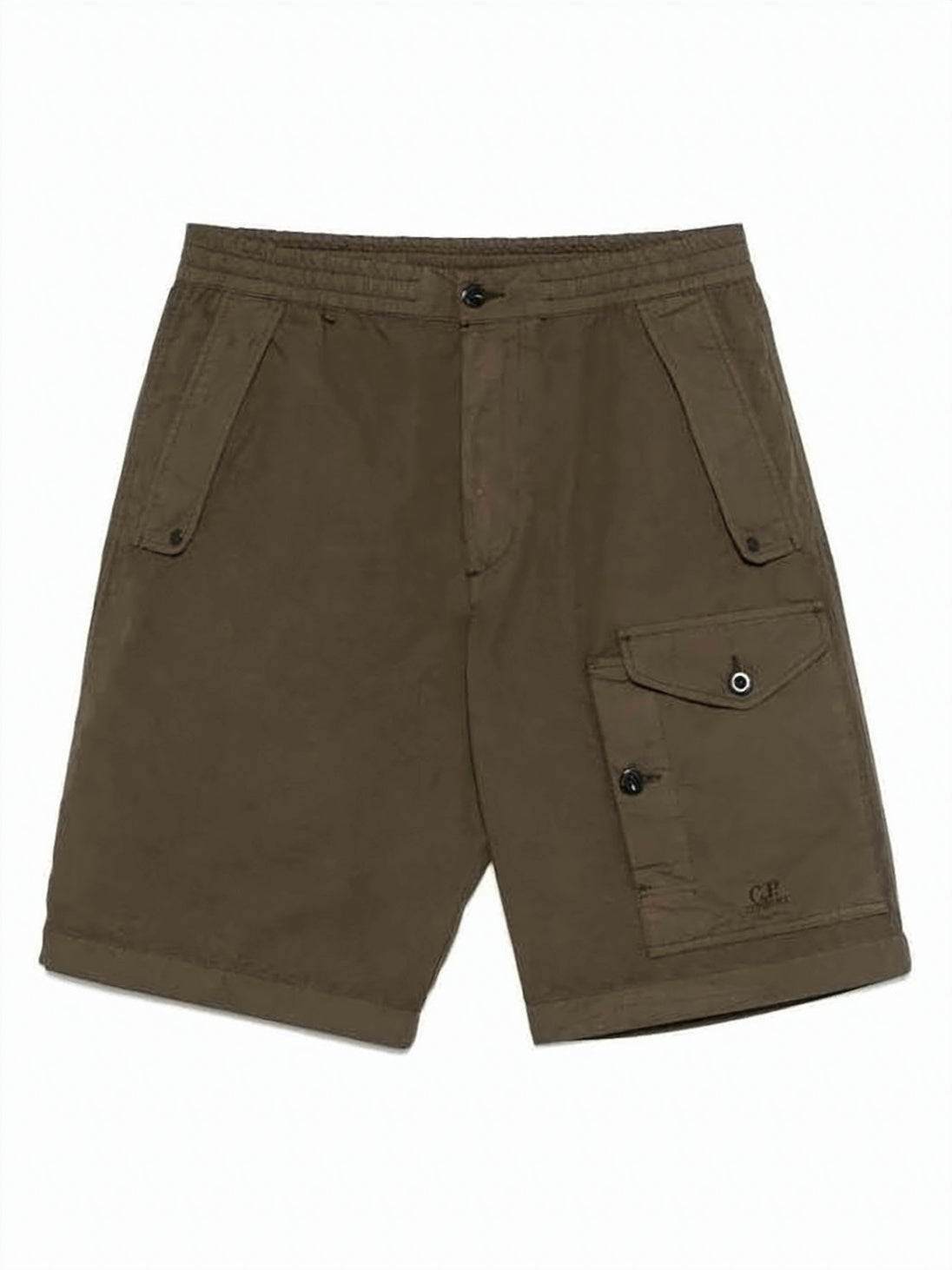 Structured Brown Shorts with Flap Pocket