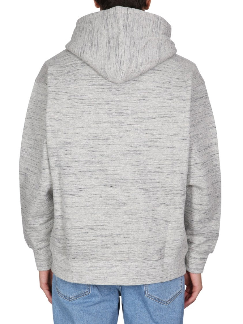 Heathered Grey Sweatshirt With Drawstring Hood