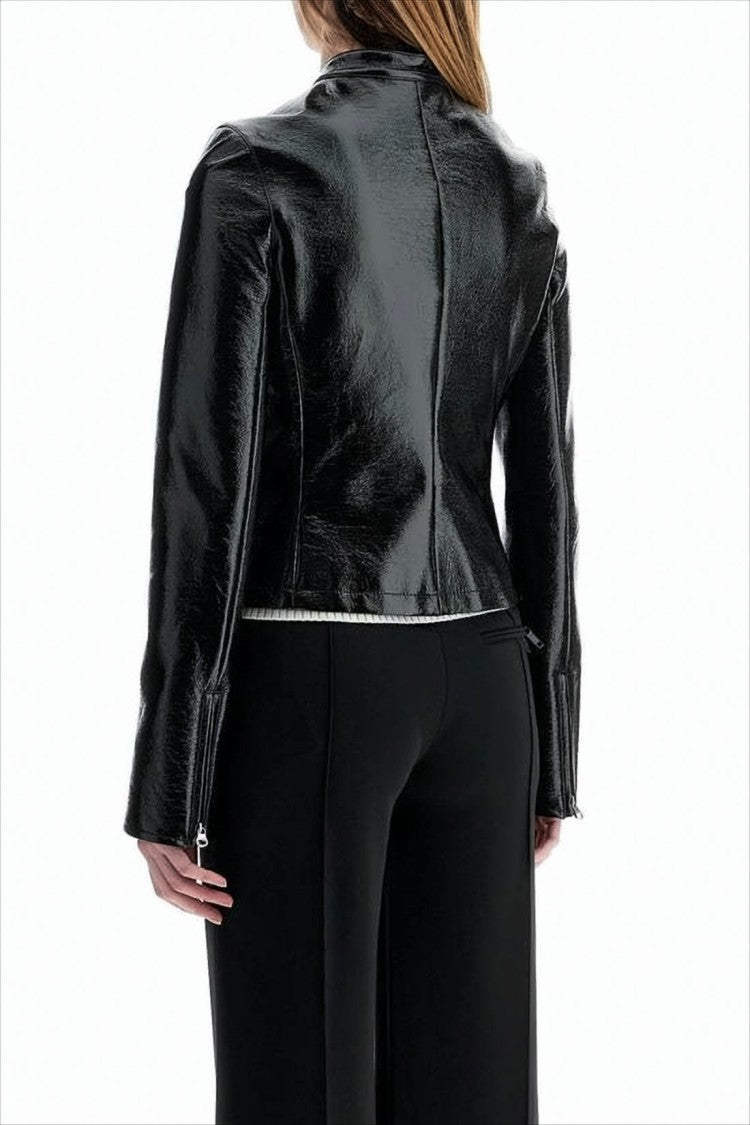Black Leather-Like Jacket