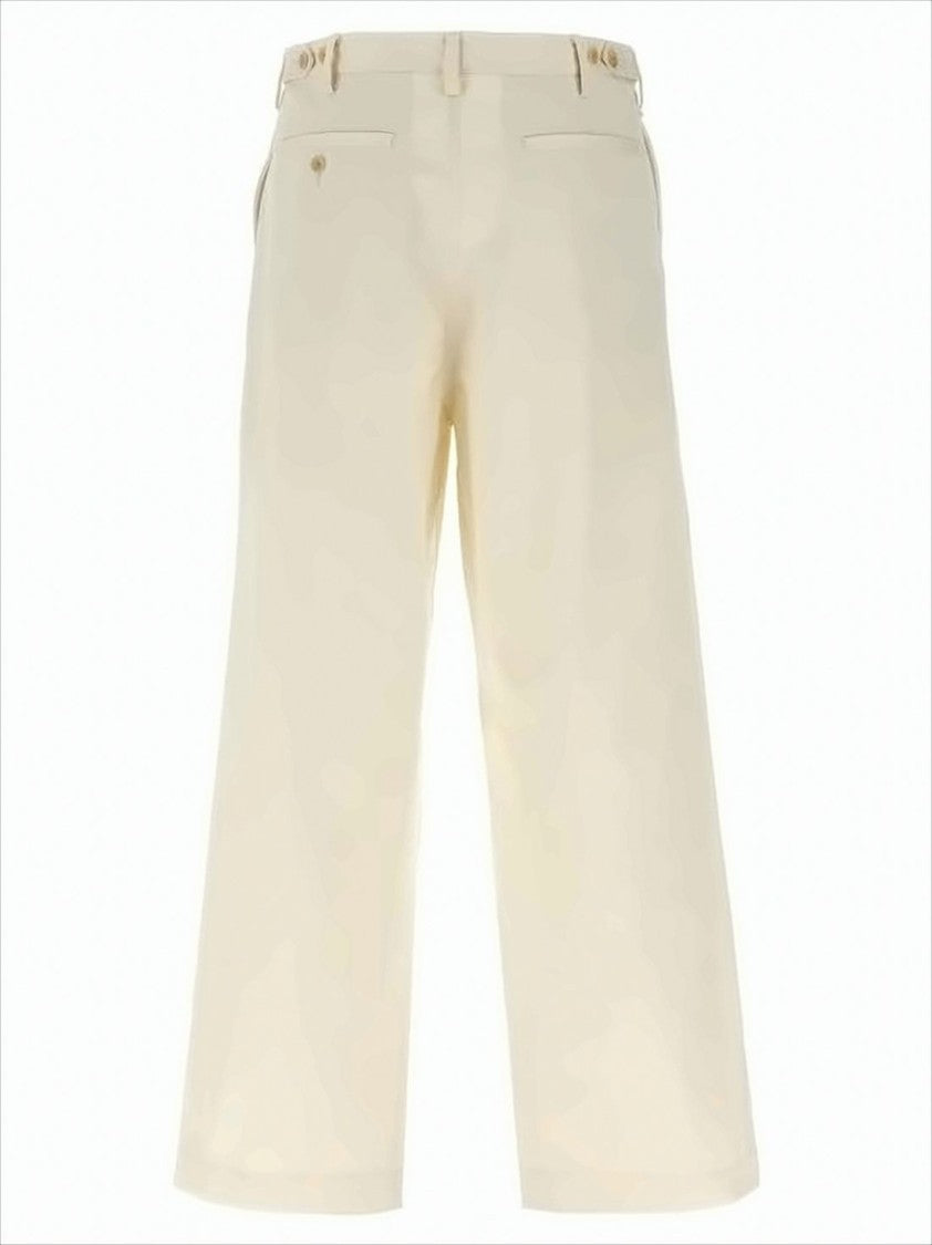 Minimalist High-Waisted Straight Pants with Buttoned Side Adjusters