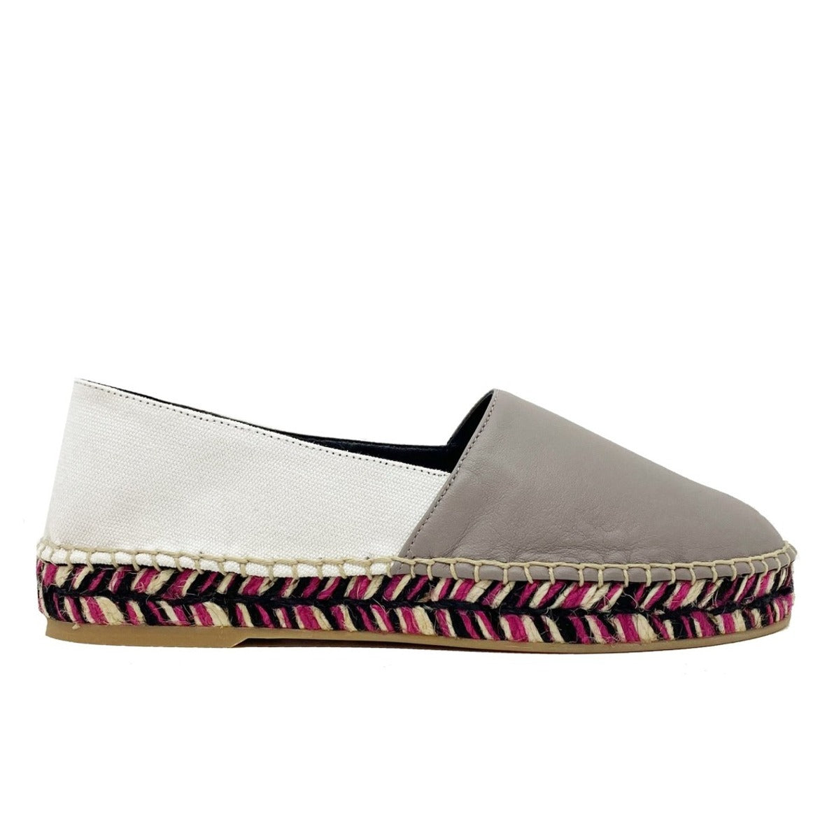 Leather Espadrilles With Canvas Detailing