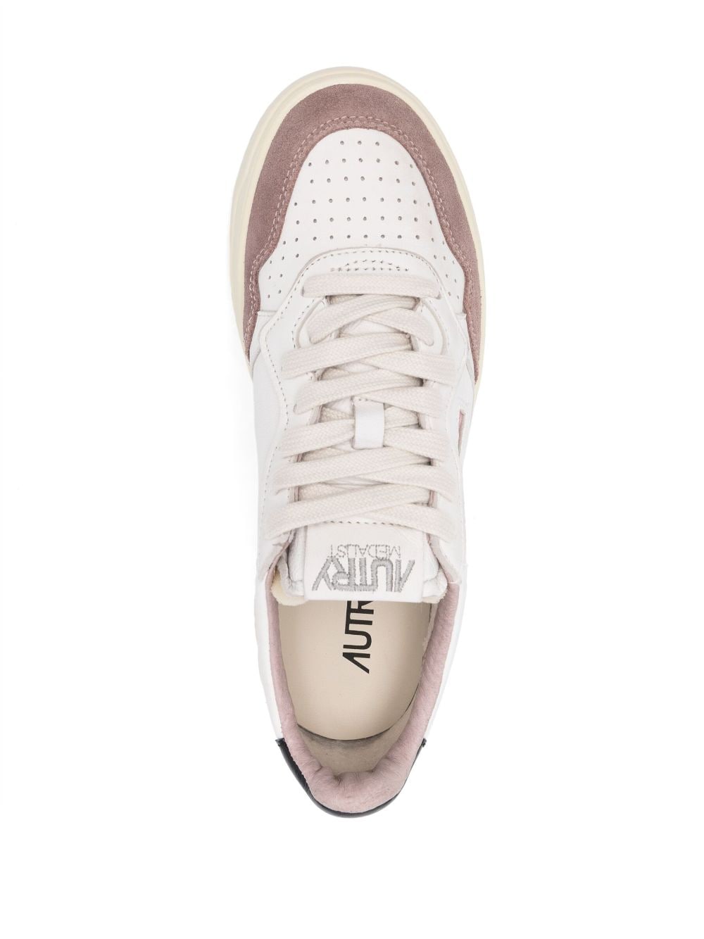 White and Brown Calf Leather and Goat Suede Sneakers