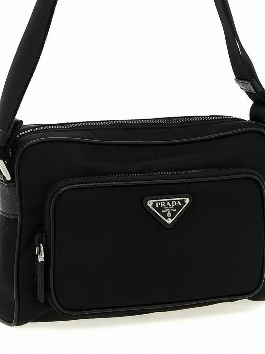 Rectangular Shoulder Bag with Triangular Logo