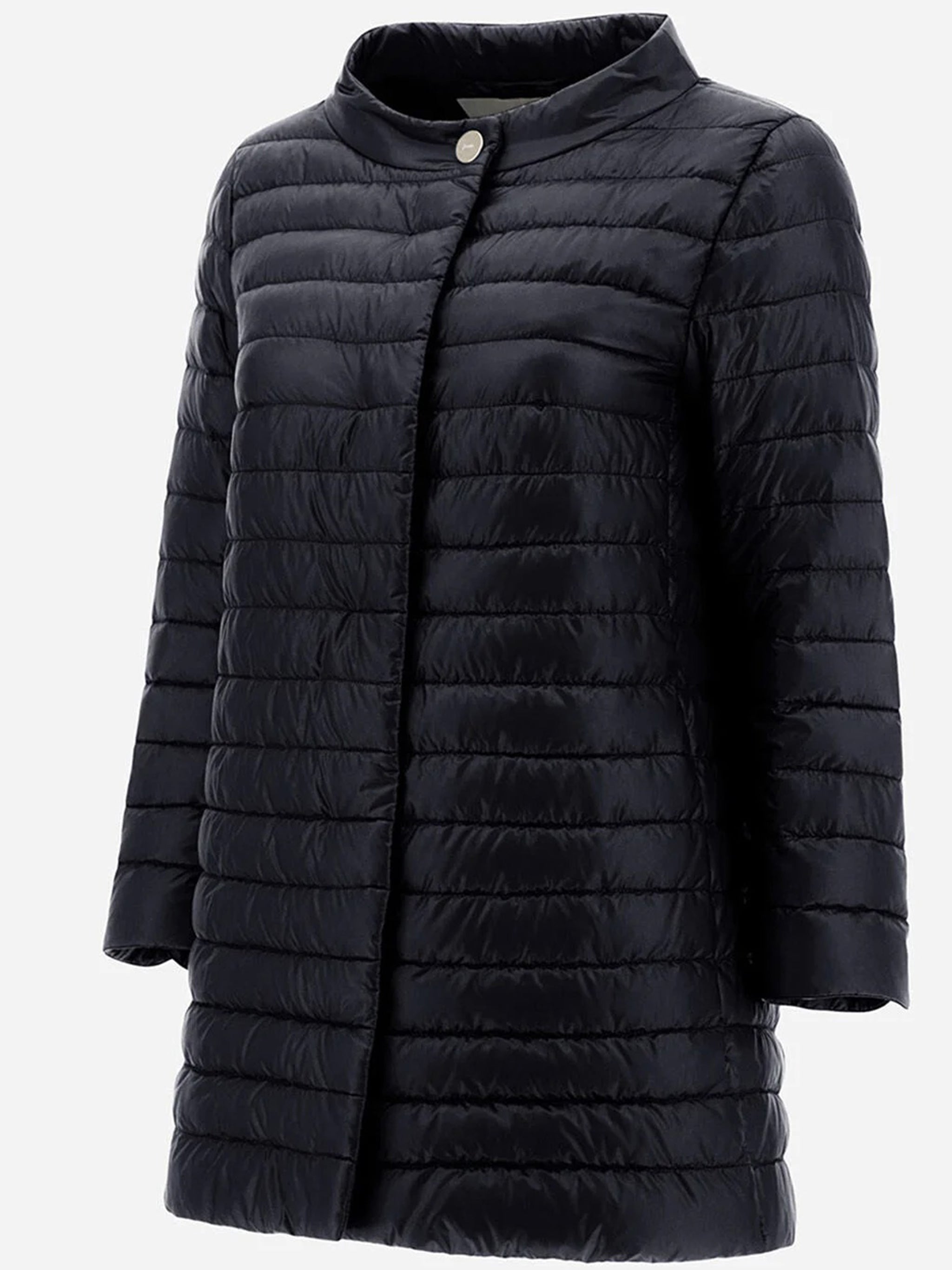 Black Piumino Lightweight Quilted Flared Jacket
