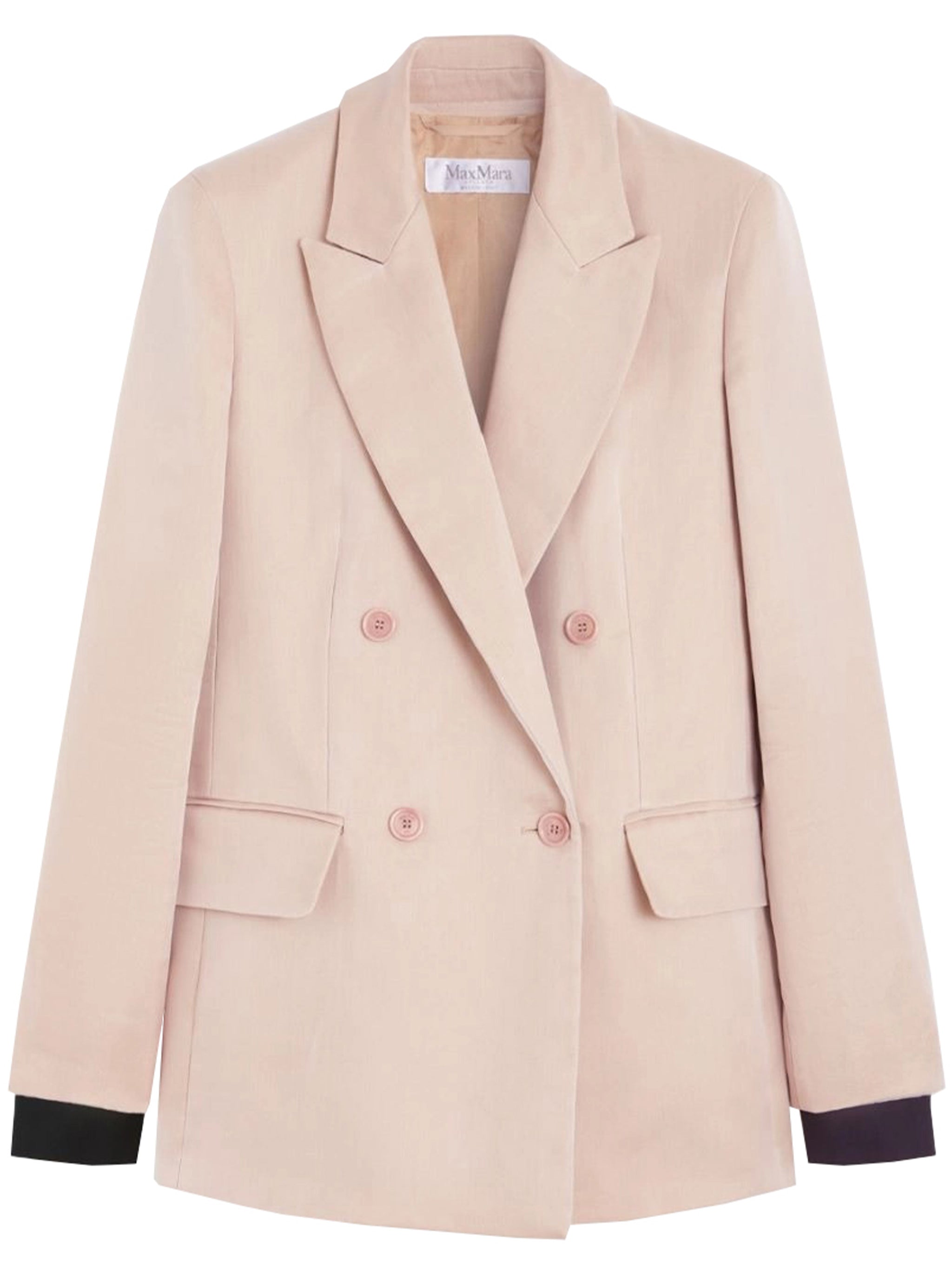 Beige Mxsfeltro Double-Breasted Wool Blazer