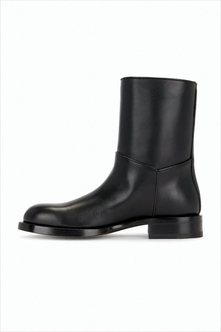 Minimalist Black Calf Leather Ankle Boots