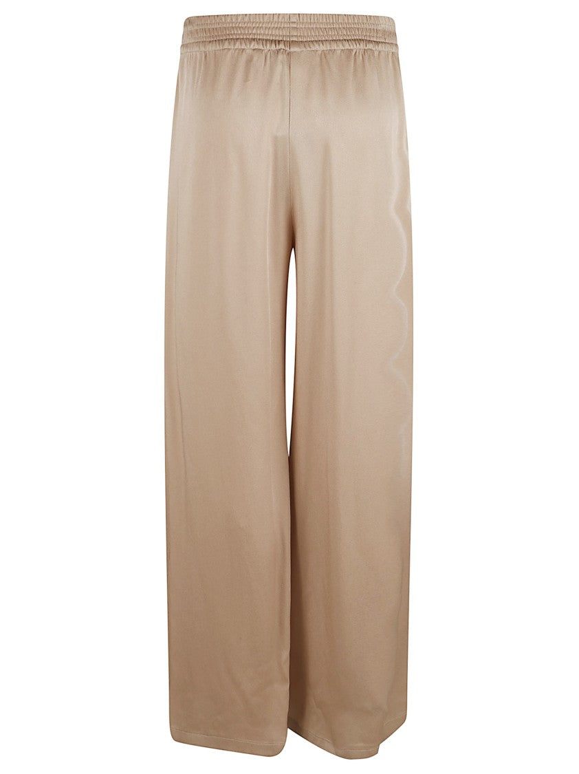 Beige Wide-Leg Trousers With Elasticated Waist