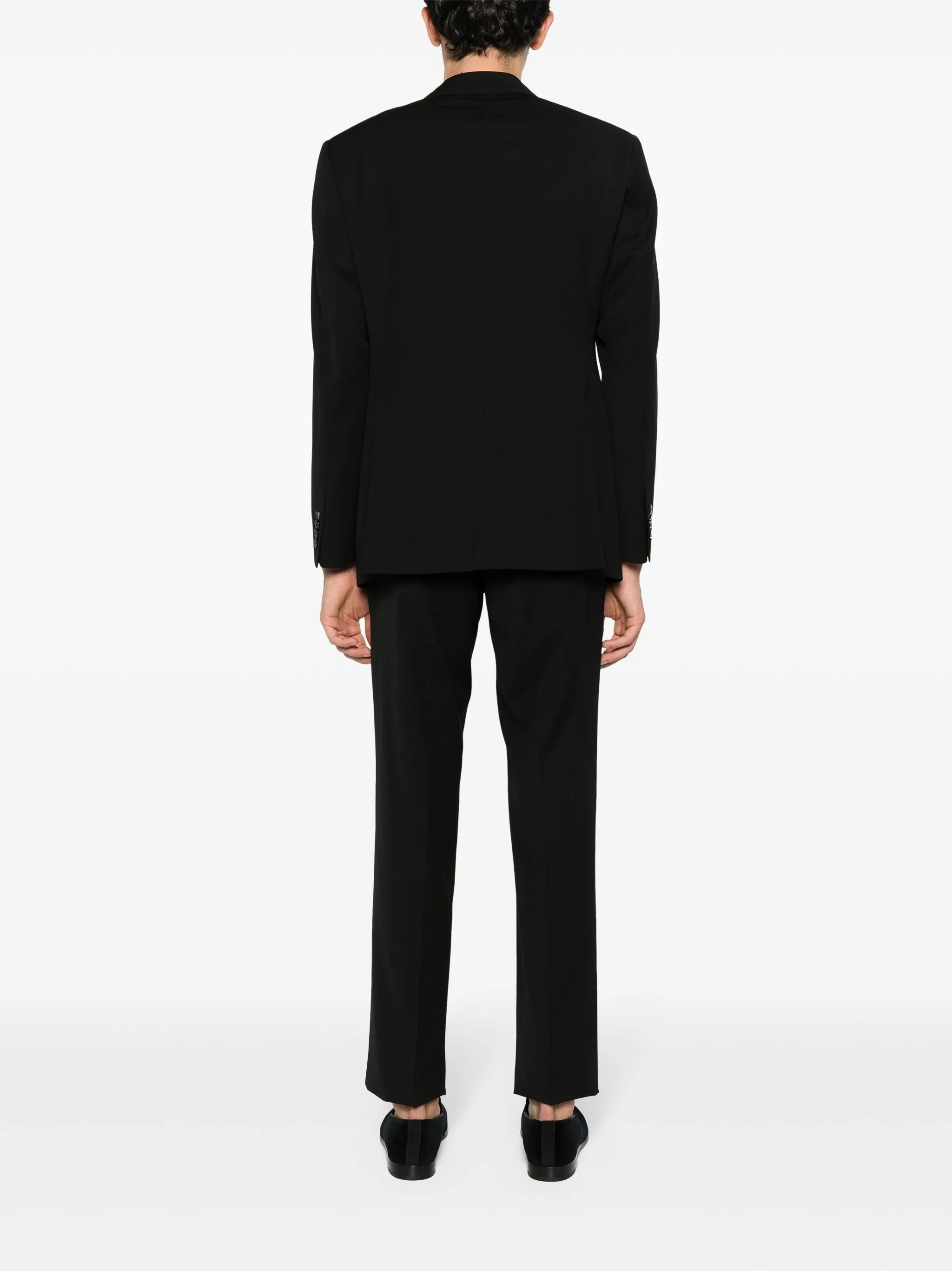 Tailored Black Wool Notch Lapel Suit