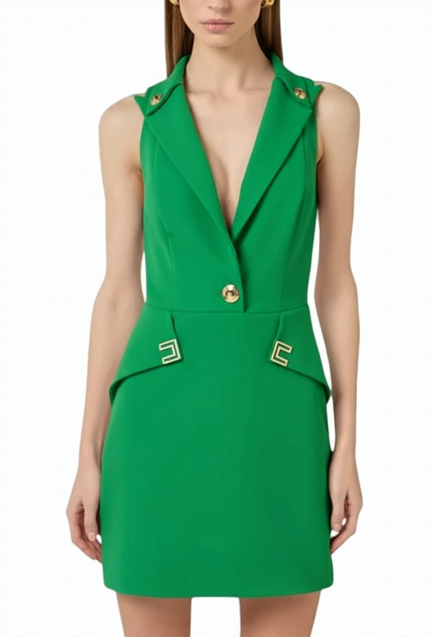 Stretch Crepe Logo Mini Dress
