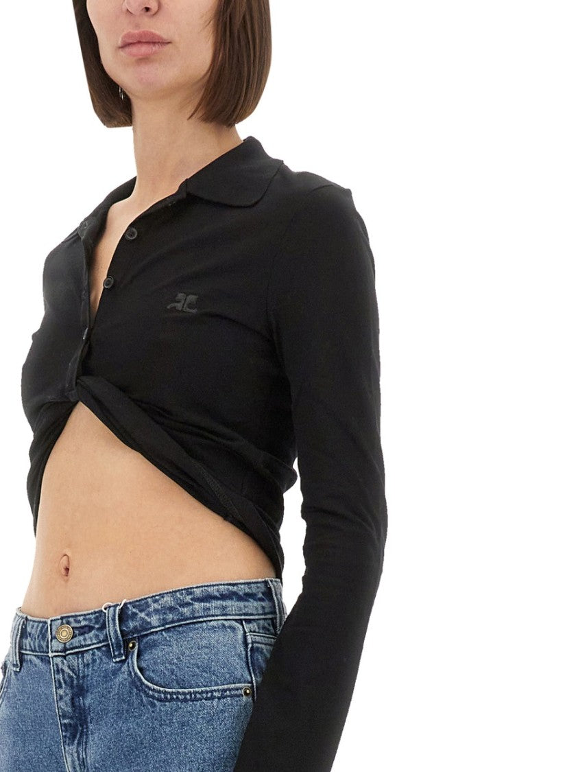 "Twist" Cropped Polo Shirt