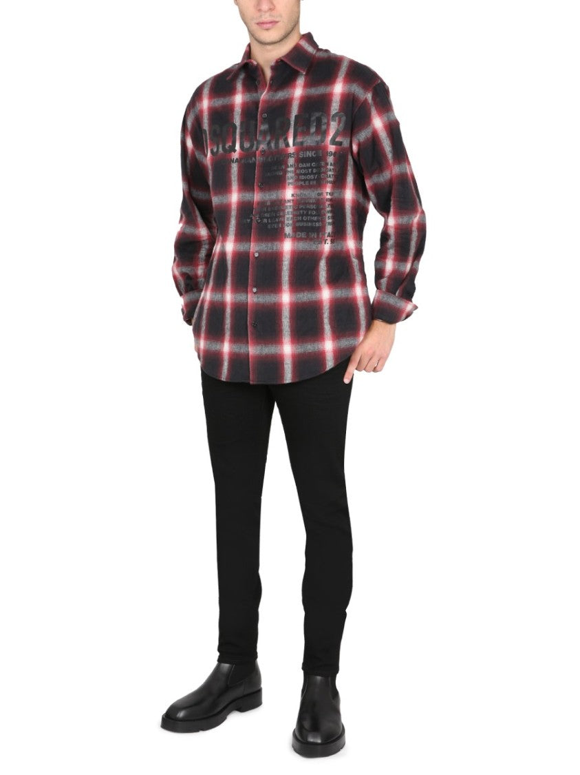 Checkered Logo Print Shirt