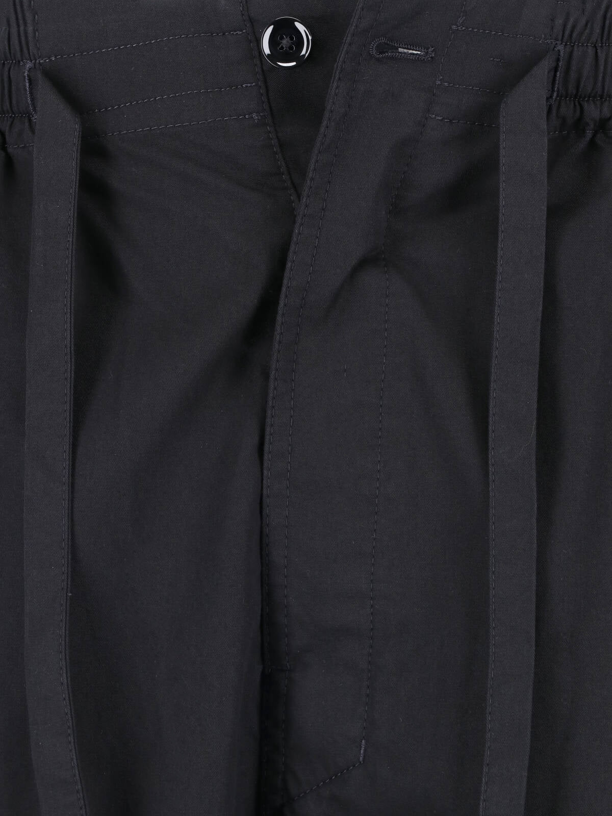 Black Pyjama Drawstring Elastic Cotton Pants